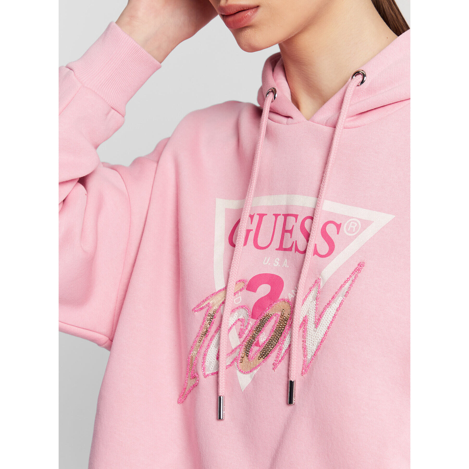 Guess Bluză Icon W3RQ03 KB683 Roz Relaxed Fit - Pled.ro