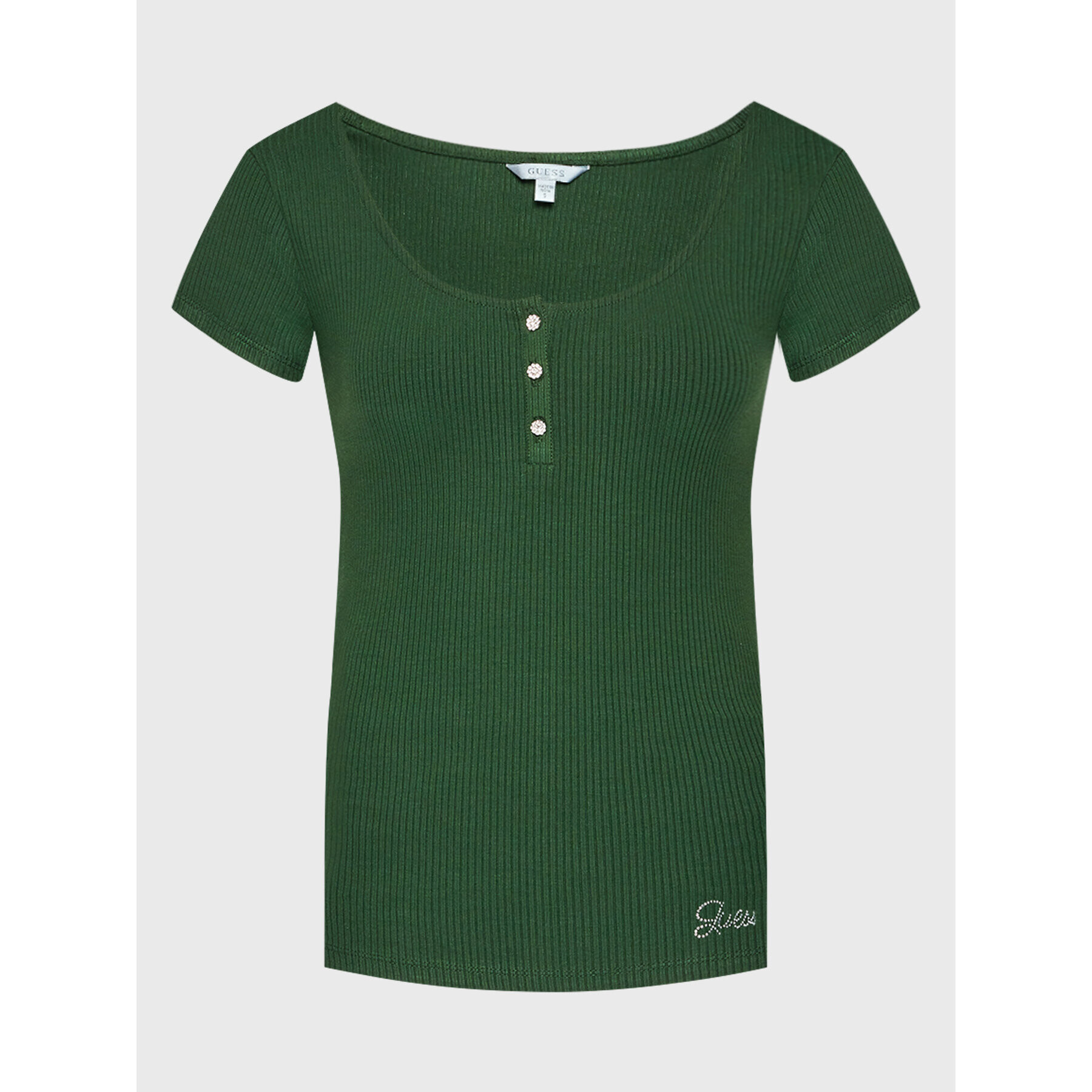 Guess Bluză Karlee Jewel W2YP24 KBCO2 Verde Slim Fit - Pled.ro