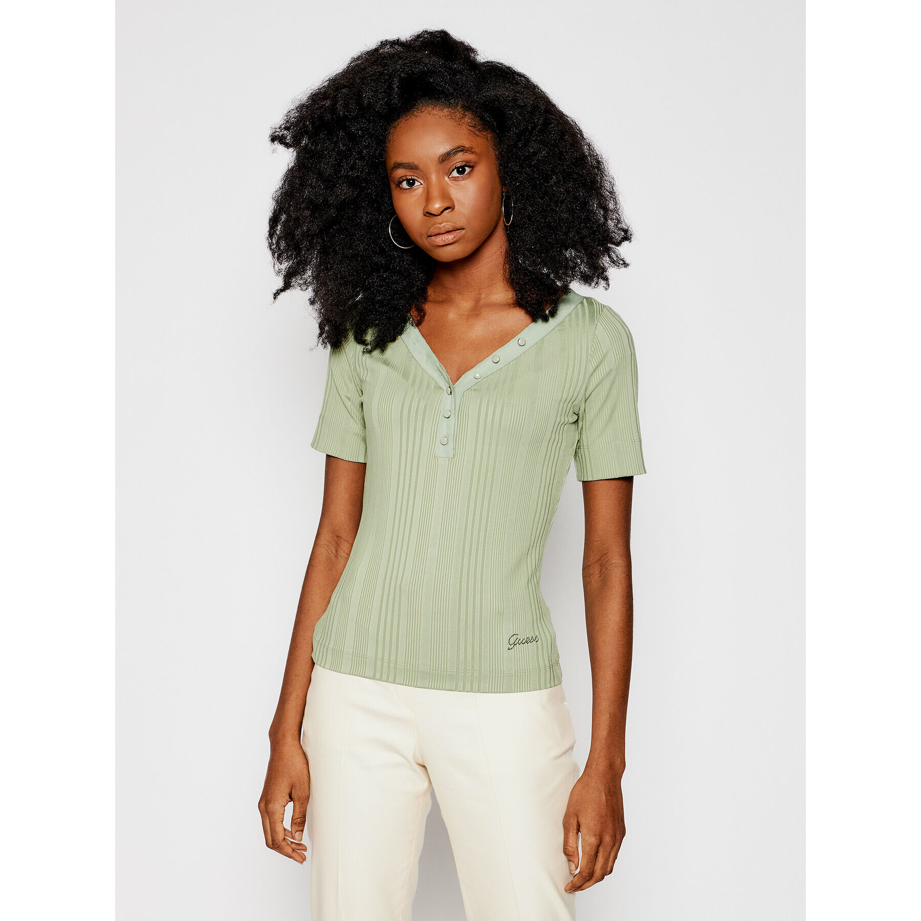 Guess Bluză Leticia W1GP83 KAF42 Verde Slim Fit - Pled.ro