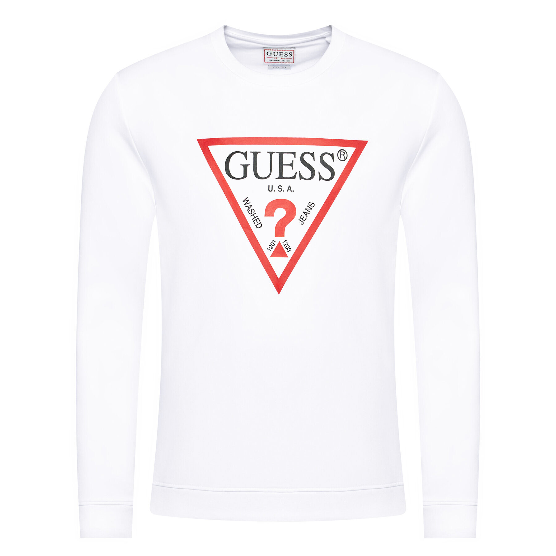 Guess Bluză M1RQ37 K6ZS1 Alb Slim Fit - Pled.ro