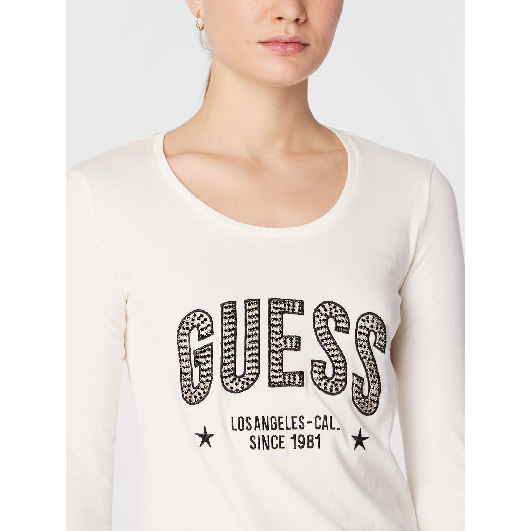 Guess Bluză Mirela W2BI40 I3Z13 Alb Slim Fit - Pled.ro