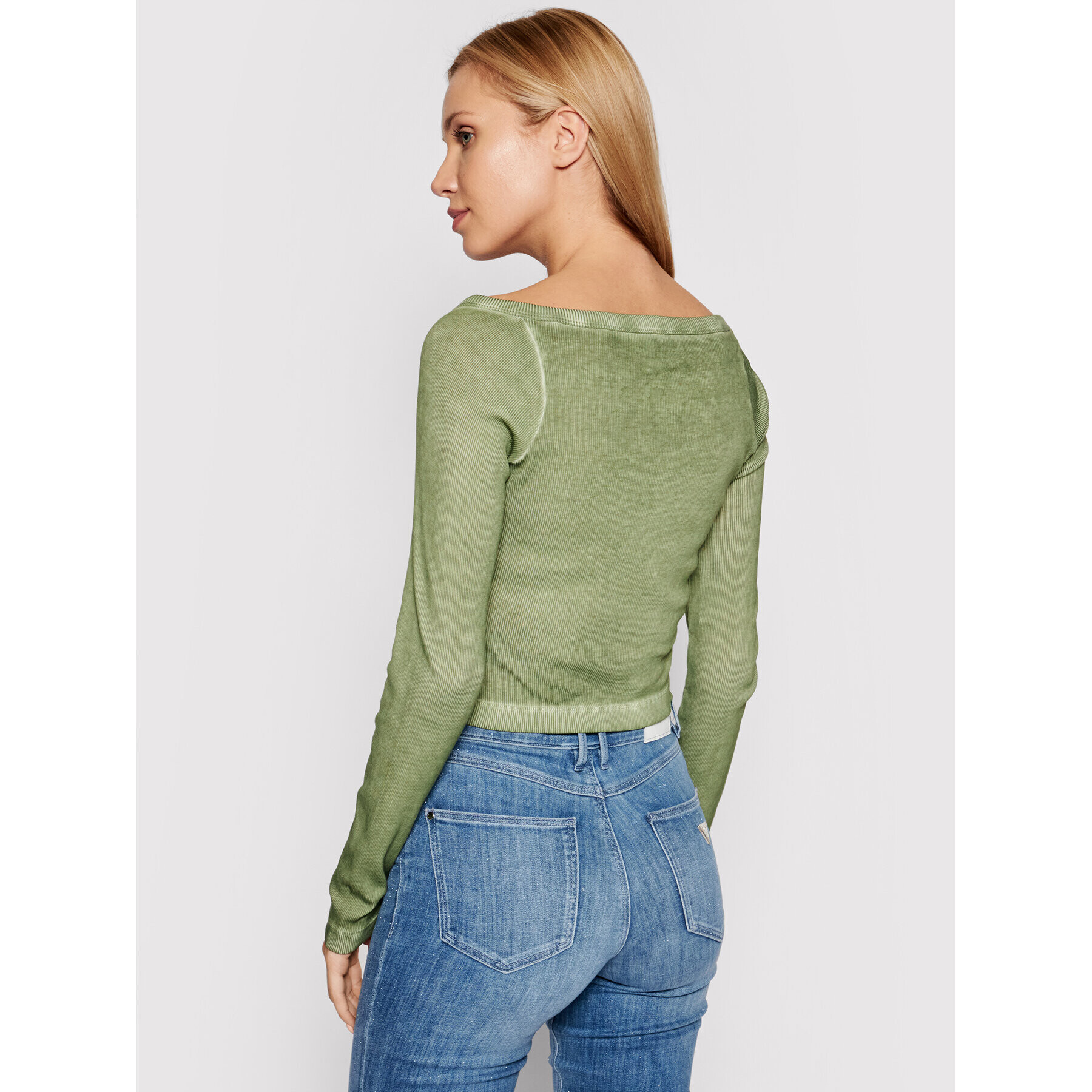 Guess Bluză Miriana W1YP0N K8CC0 Verde Slim Fit - Pled.ro