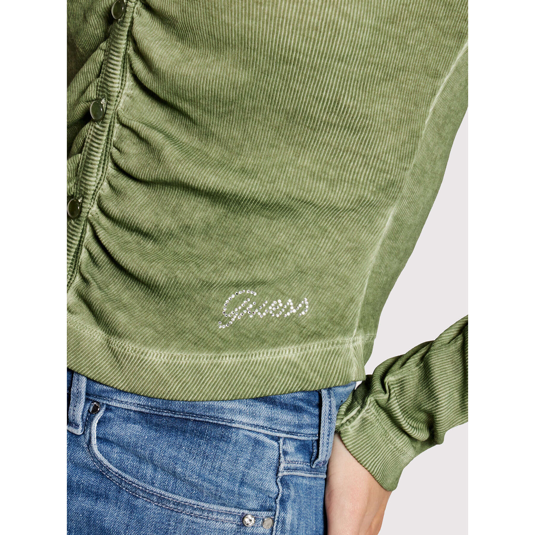 Guess Bluză Miriana W1YP0N K8CC0 Verde Slim Fit - Pled.ro