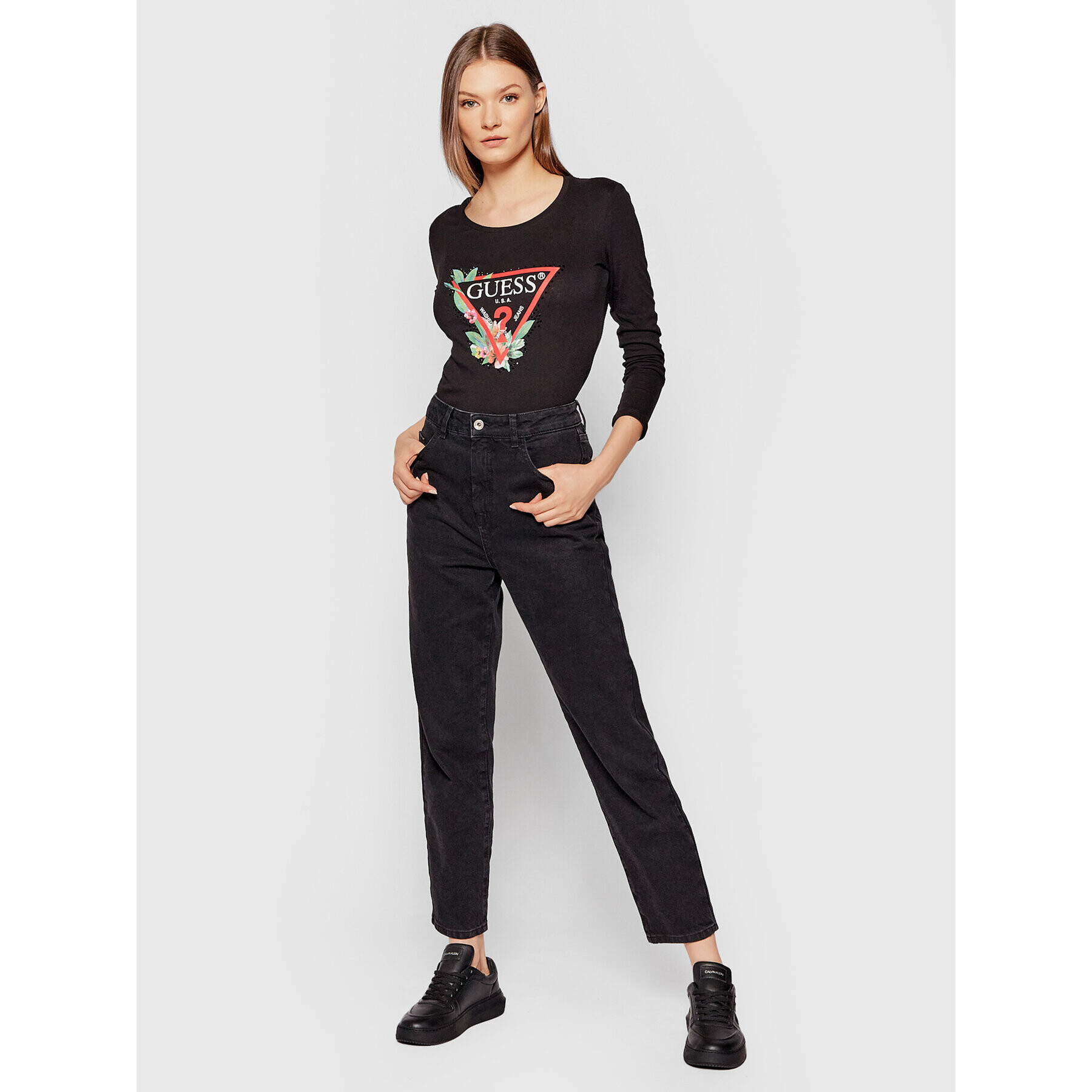 Guess Bluză Nelli W1YI97 JA911 Negru Slim Fit - Pled.ro