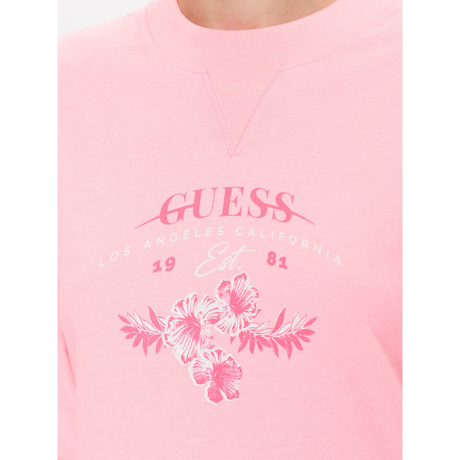 Guess Bluză Neon W3GQ20 KBQH0 Roz Relaxed Fit - Pled.ro