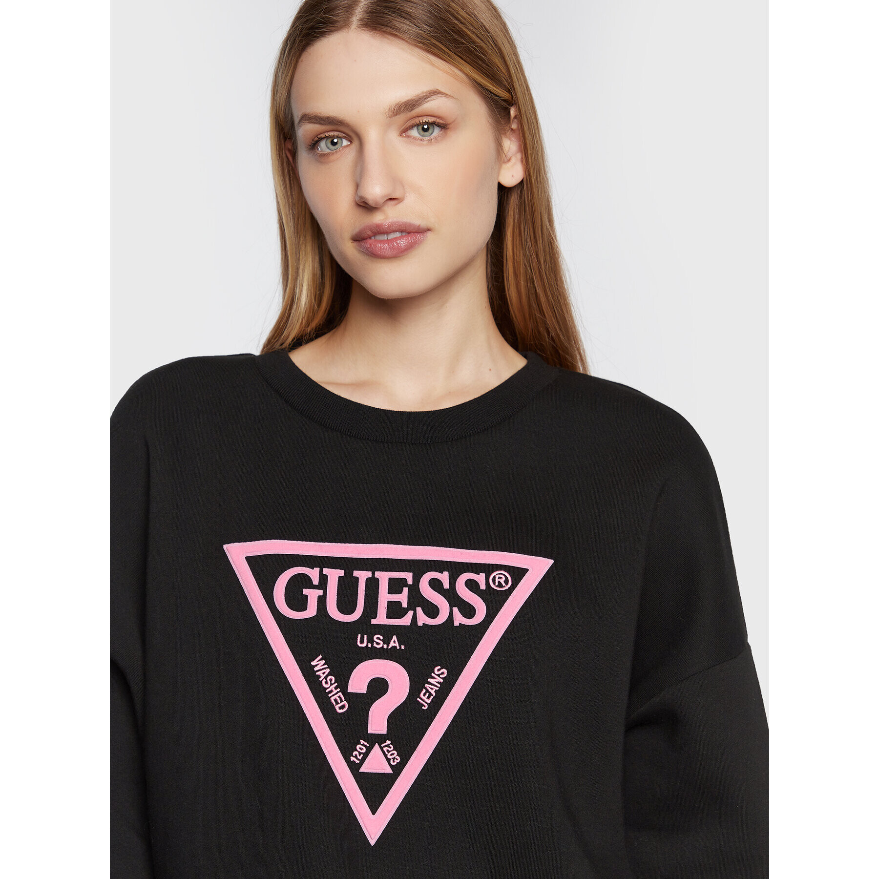 Guess Bluză Roxi W2BQ07 K9Z21 Negru Relaxed Fit - Pled.ro