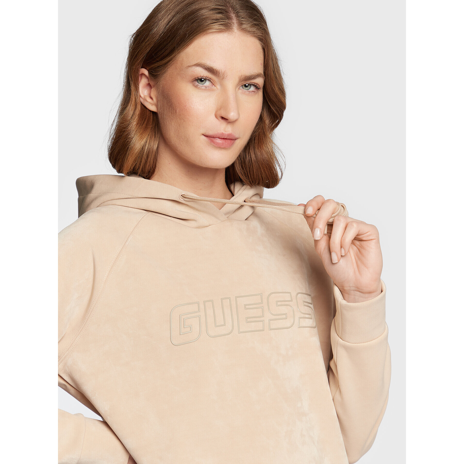 Guess Bluză V2BQ01 KBC00 Bej Regular Fit - Pled.ro