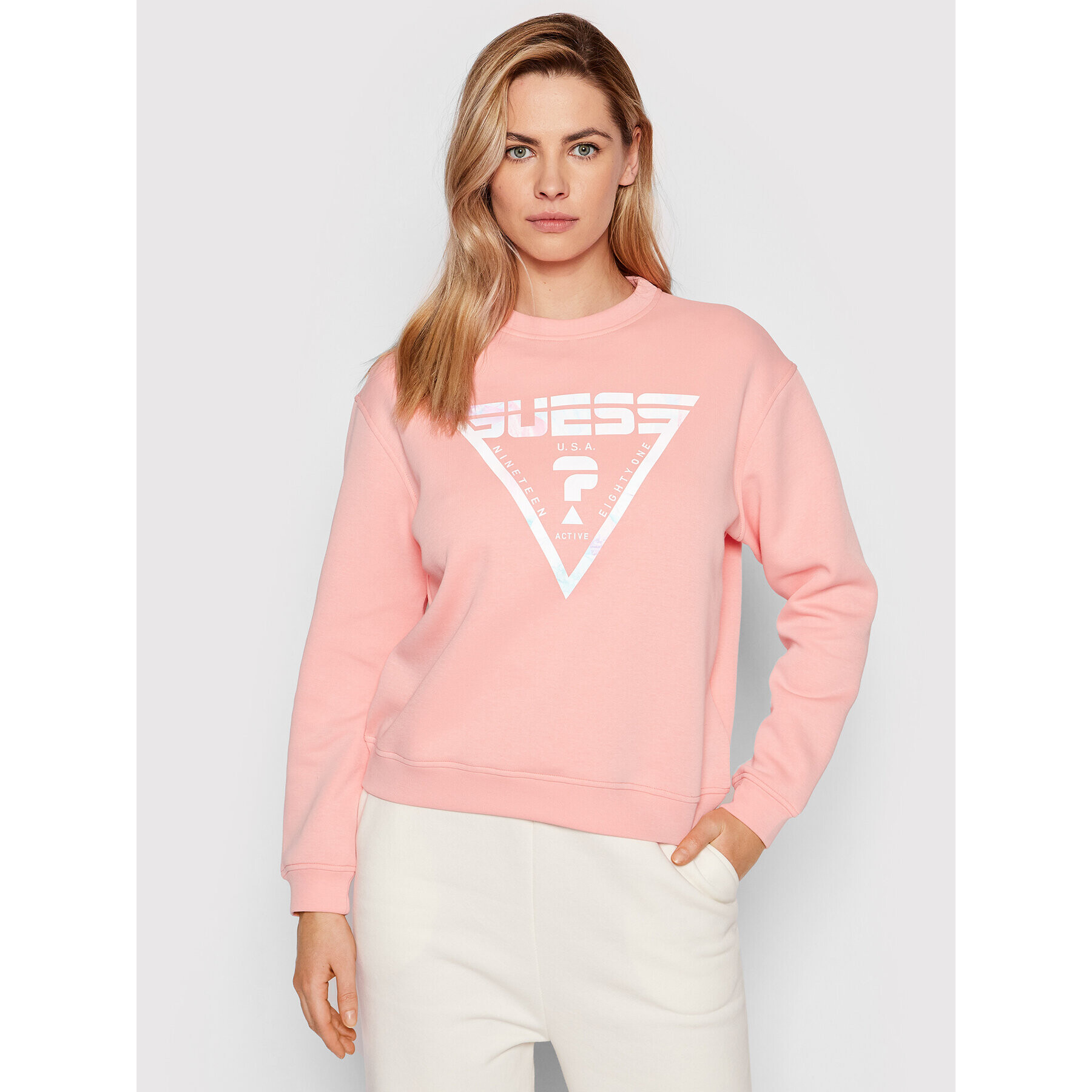 Guess Bluză V2GQ14 FL04P Roz Regular Fit - Pled.ro