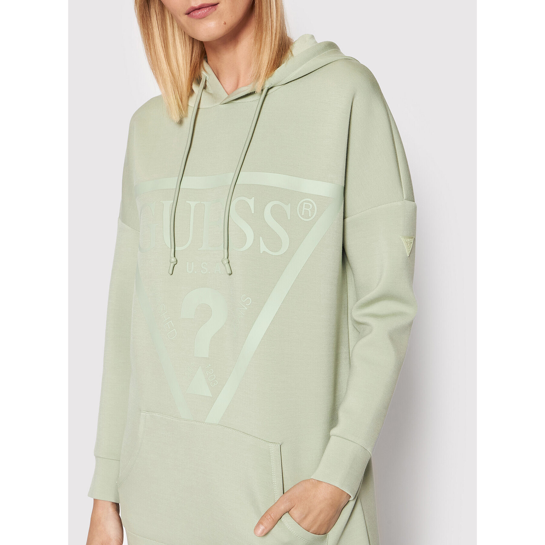 Guess Bluză V2GQ18 KAMN2 Verde Relaxed Fit - Pled.ro