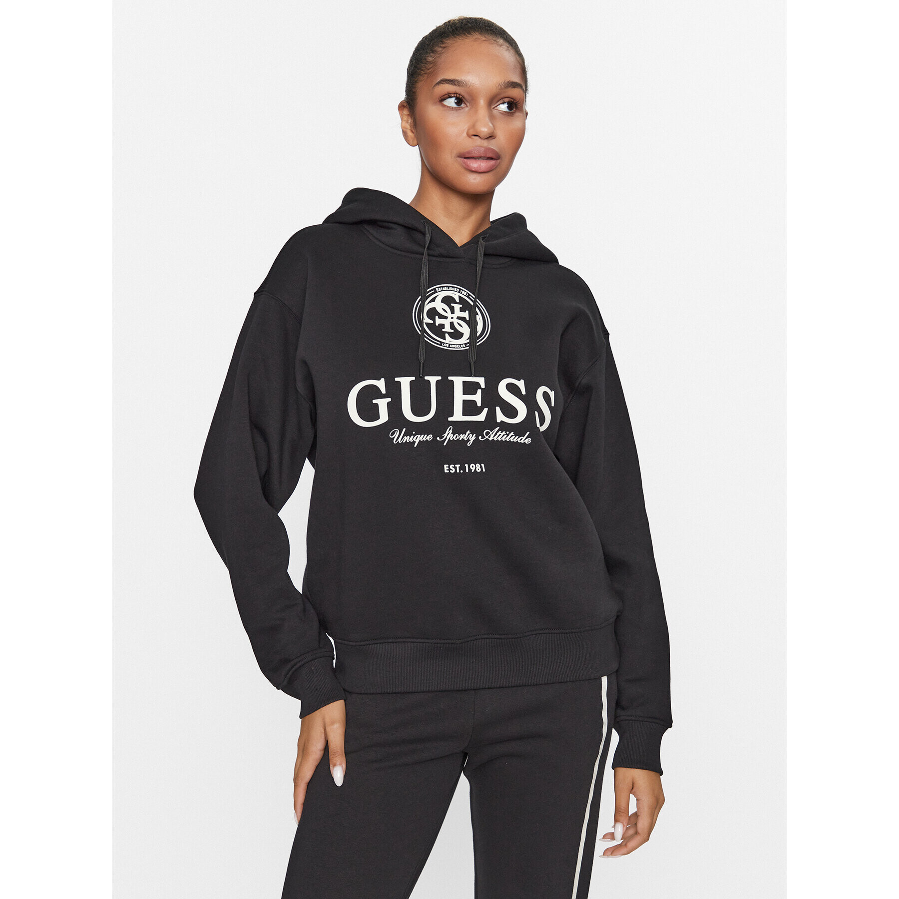 Guess Bluză V3BQ03 K9Z21 Negru Regular Fit - Pled.ro