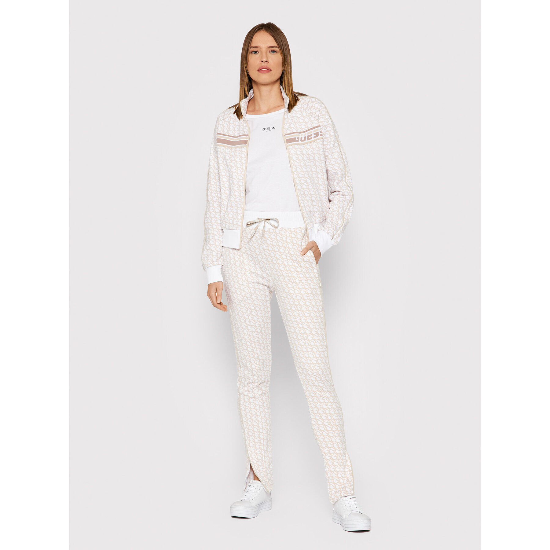 Guess Bluză W1BI11 JA911 Alb Relaxed Fit - Pled.ro