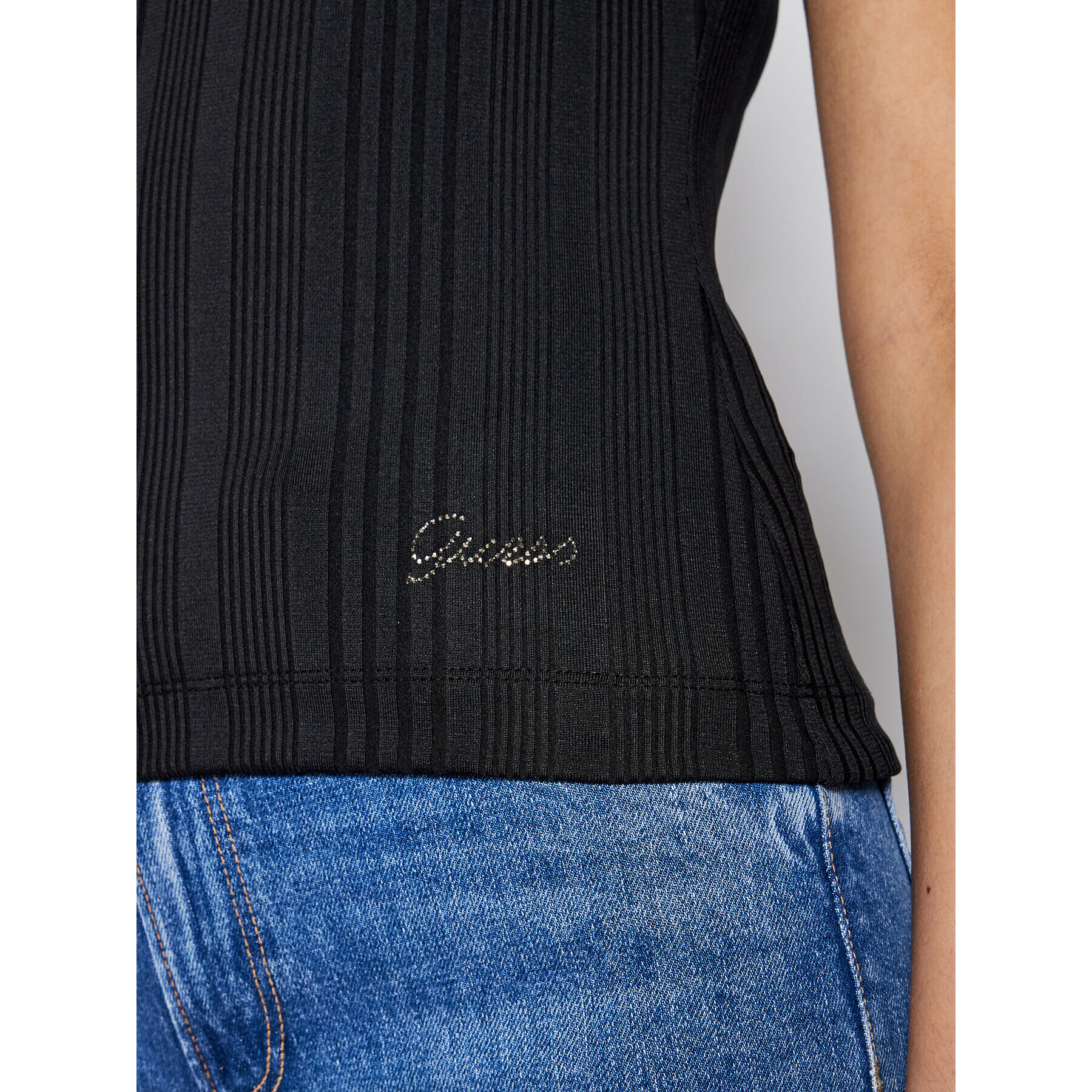 Guess Bluză W1GP83 KAF42 Negru Slim Fit - Pled.ro