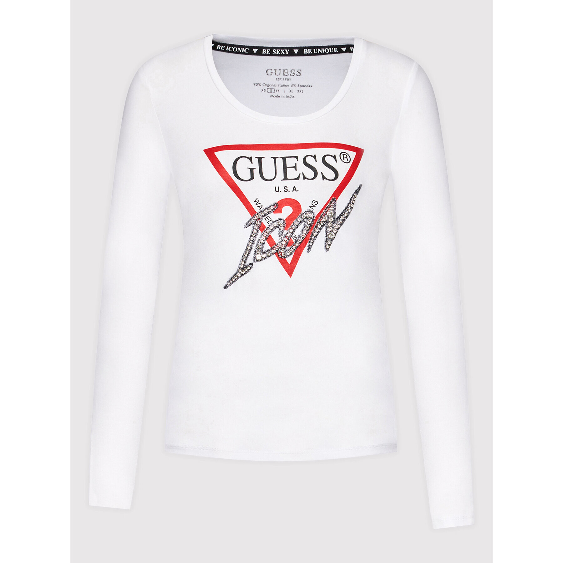 Guess Bluză W2RI19 J1311 Alb Slim Fit - Pled.ro