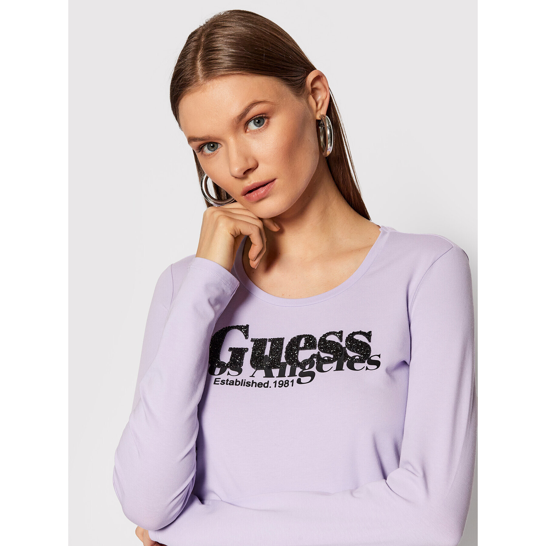 Guess Bluză W2RI31 J1311 Violet Regular Fit - Pled.ro