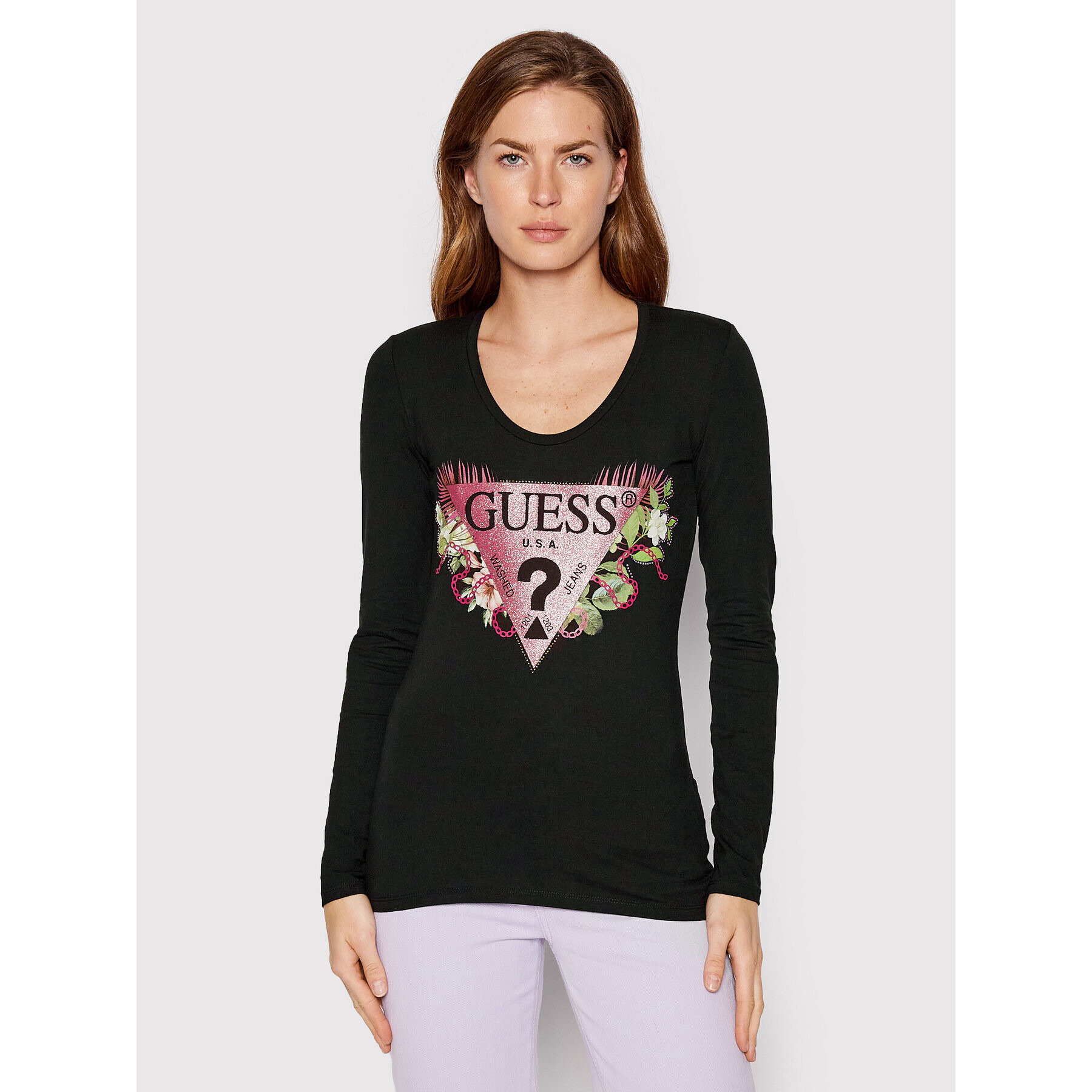 Guess Bluză W2YI36 J1311 Negru Slim Fit - Pled.ro