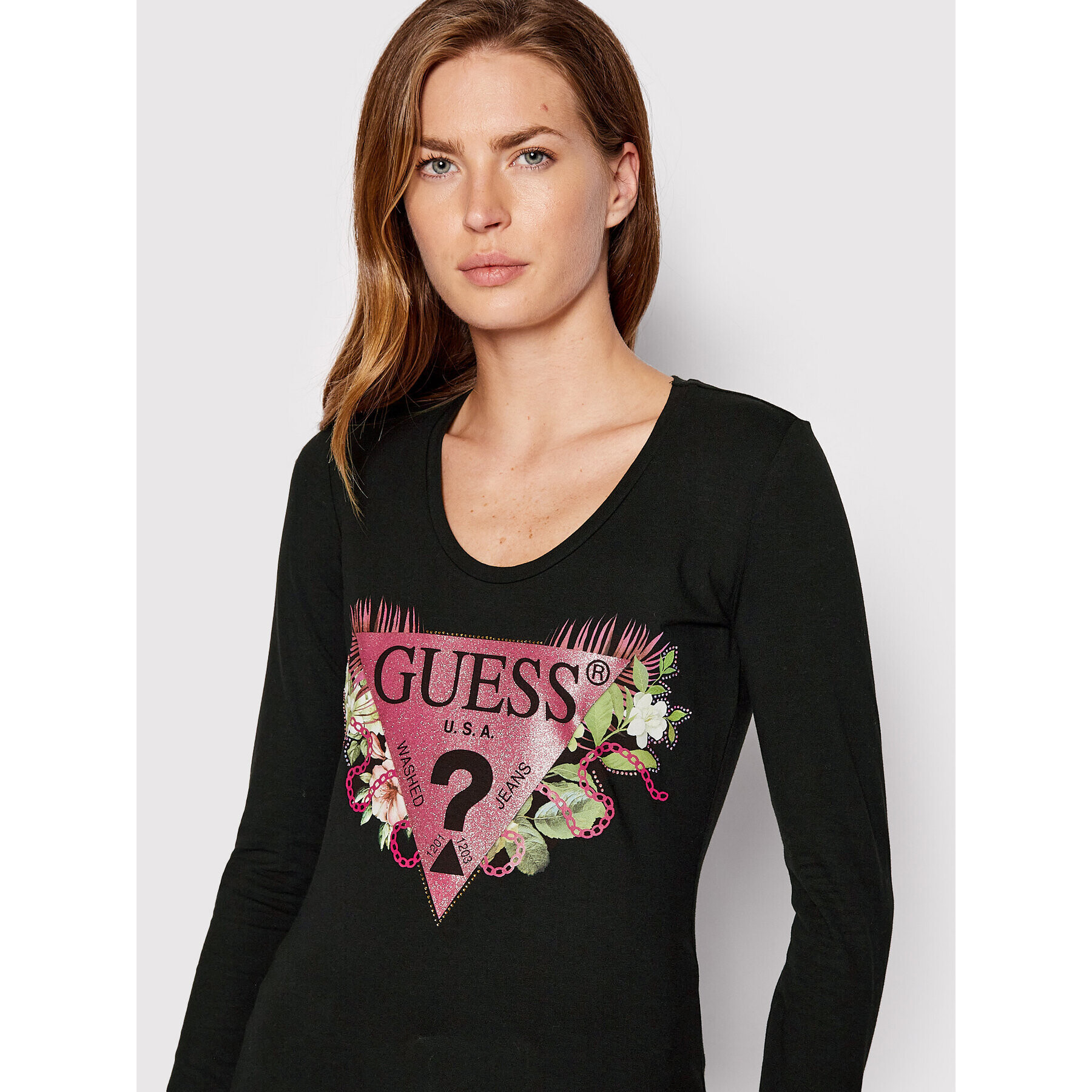 Guess Bluză W2YI36 J1311 Negru Slim Fit - Pled.ro