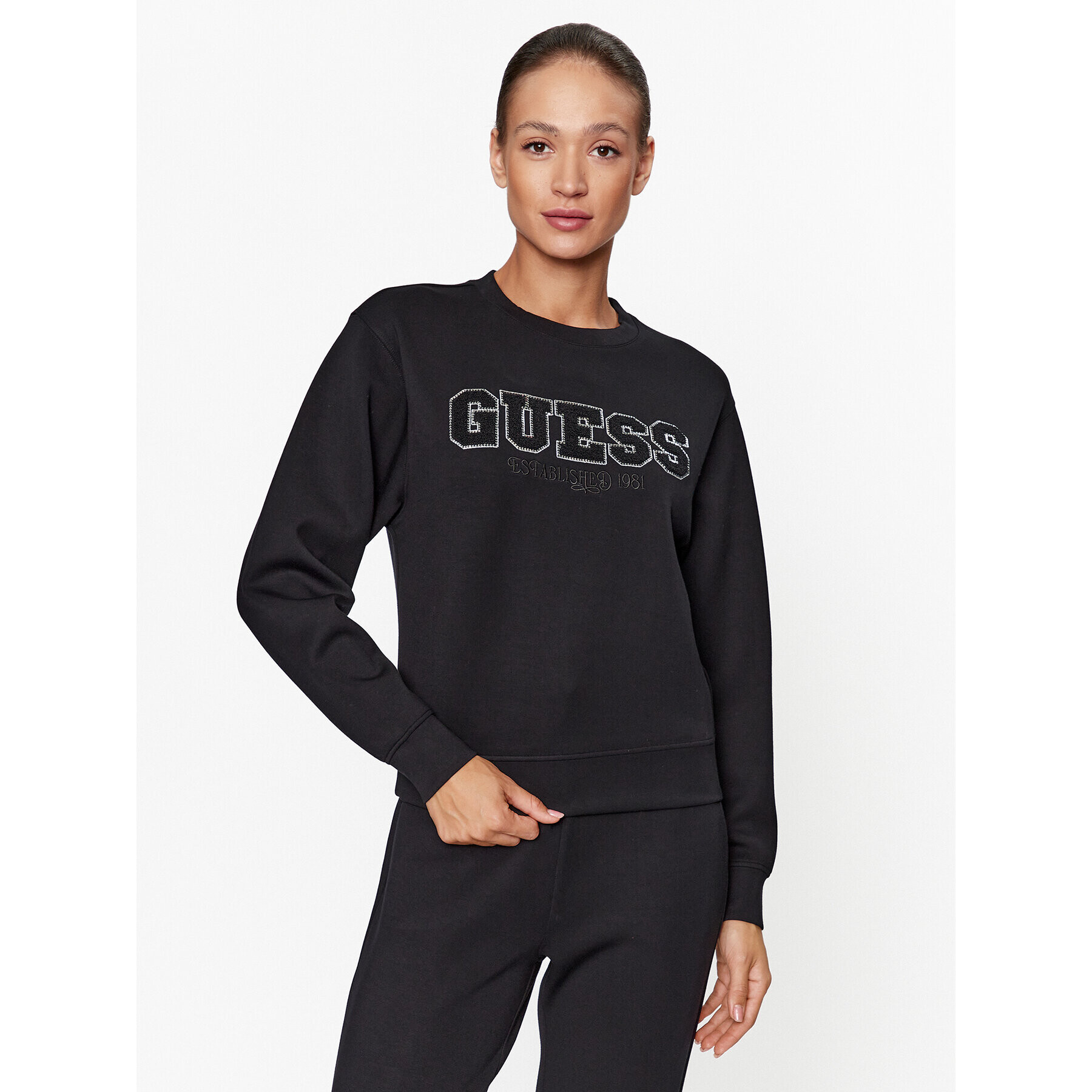 Guess Bluză W3BQ17 KBYE2 Negru Regular Fit - Pled.ro