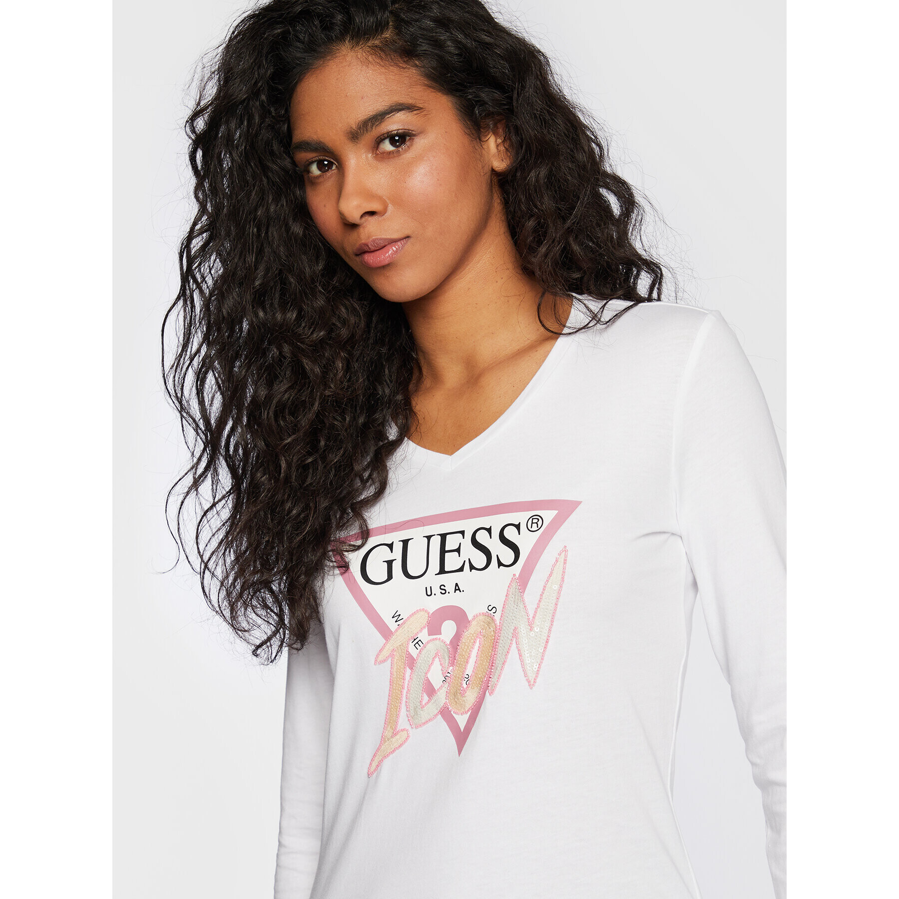 Guess Bluză W3RI13 I3Z14 Alb Regular Fit - Pled.ro