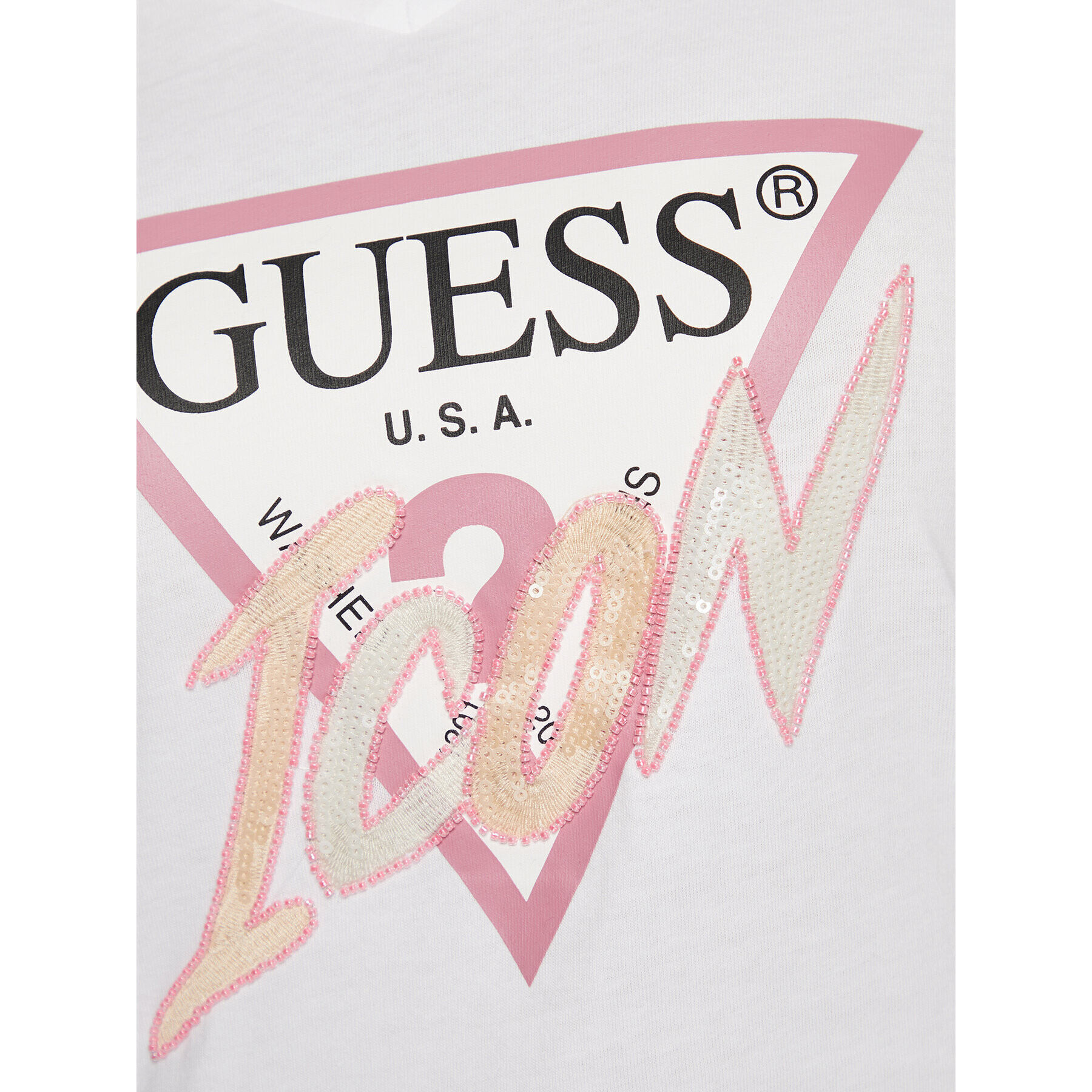 Guess Bluză W3RI13 I3Z14 Alb Regular Fit - Pled.ro