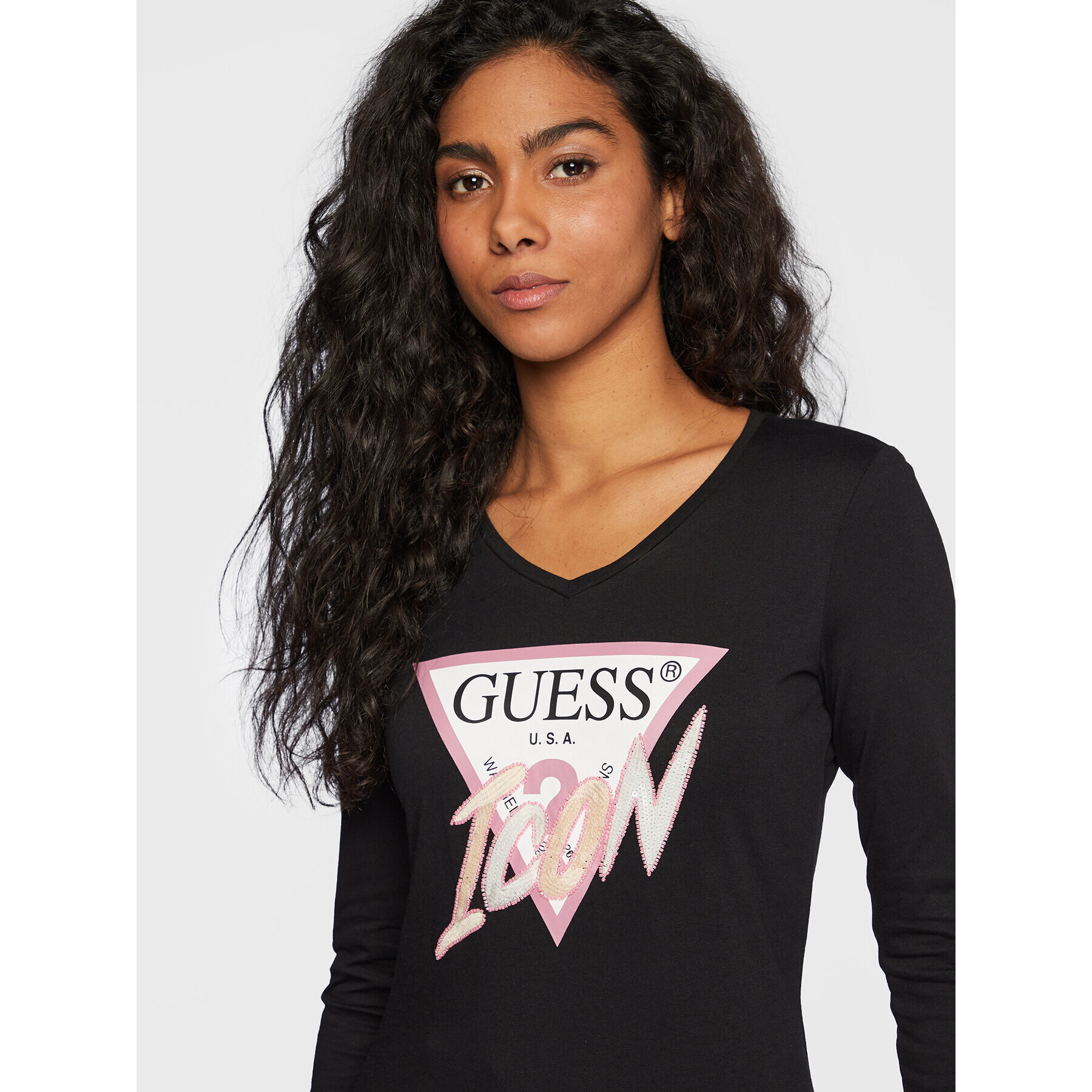 Guess Bluză W3RI13 I3Z14 Negru Regular Fit - Pled.ro