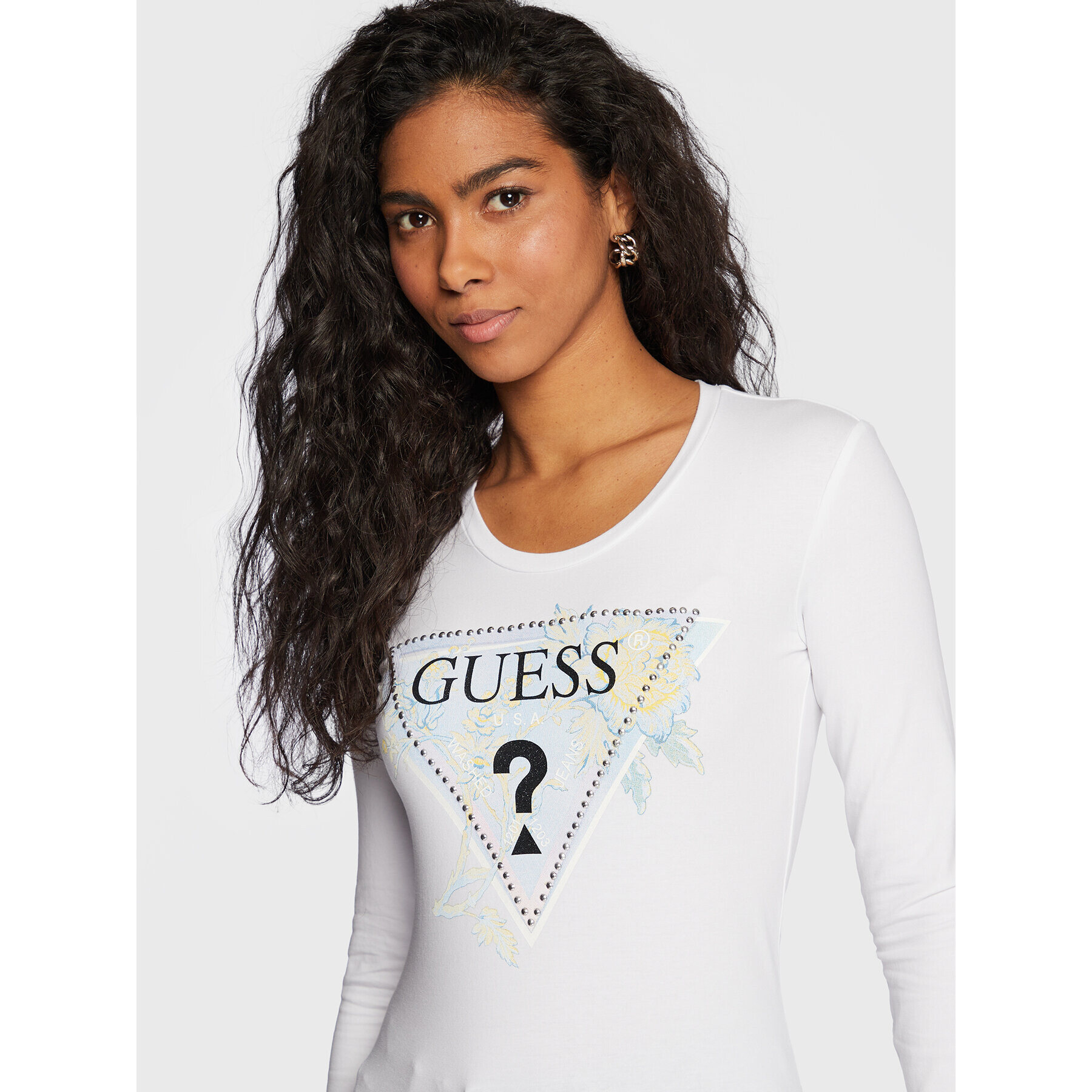 Guess Bluză W3RI48 J1314 Alb Regular Fit - Pled.ro