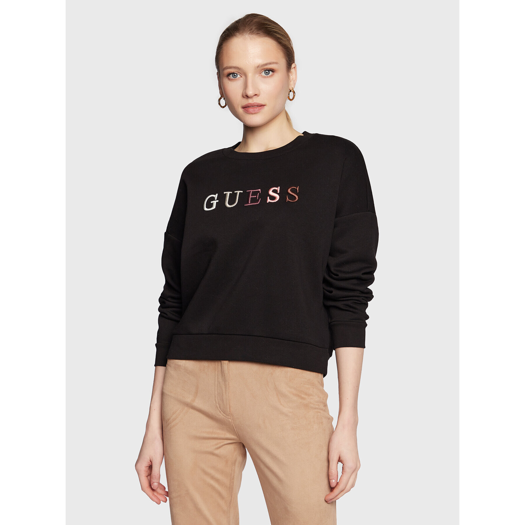 Guess Bluză W3RQ05 K9Z22 Negru Regular Fit - Pled.ro