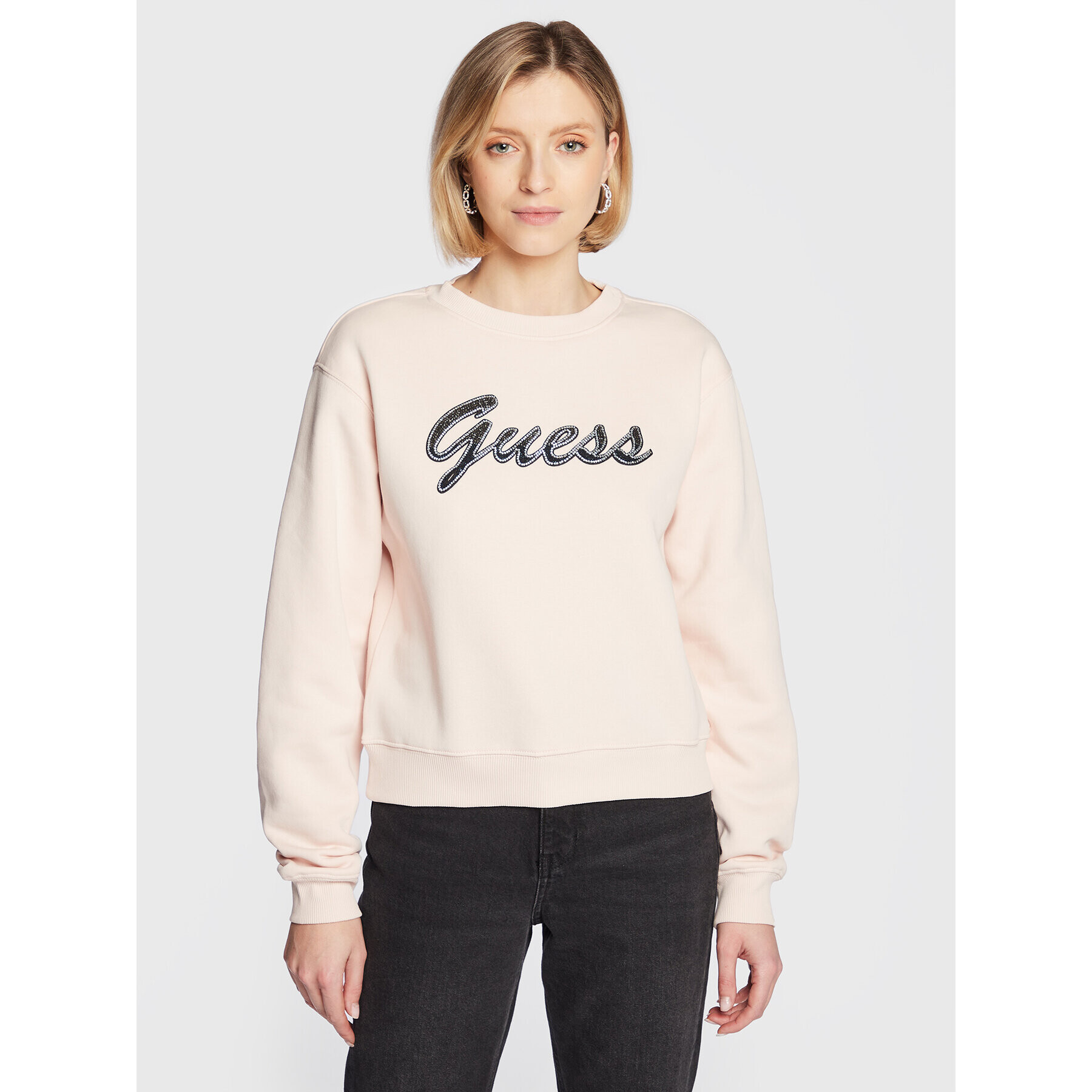 Guess Bluză W3RQ10 K9Z21 Roz Relaxed Fit - Pled.ro