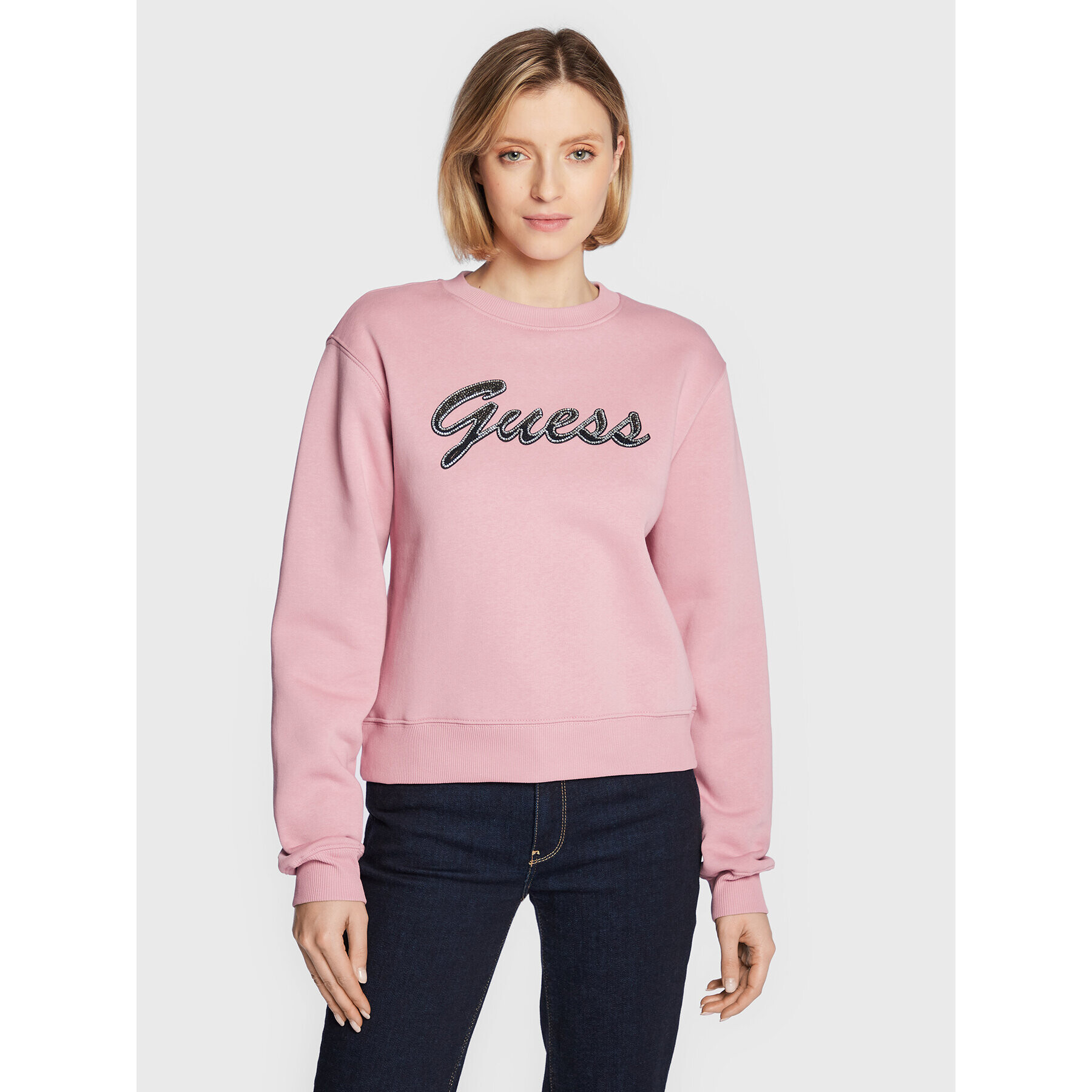 Guess Bluză W3RQ10 K9Z21 Roz Relaxed Fit - Pled.ro