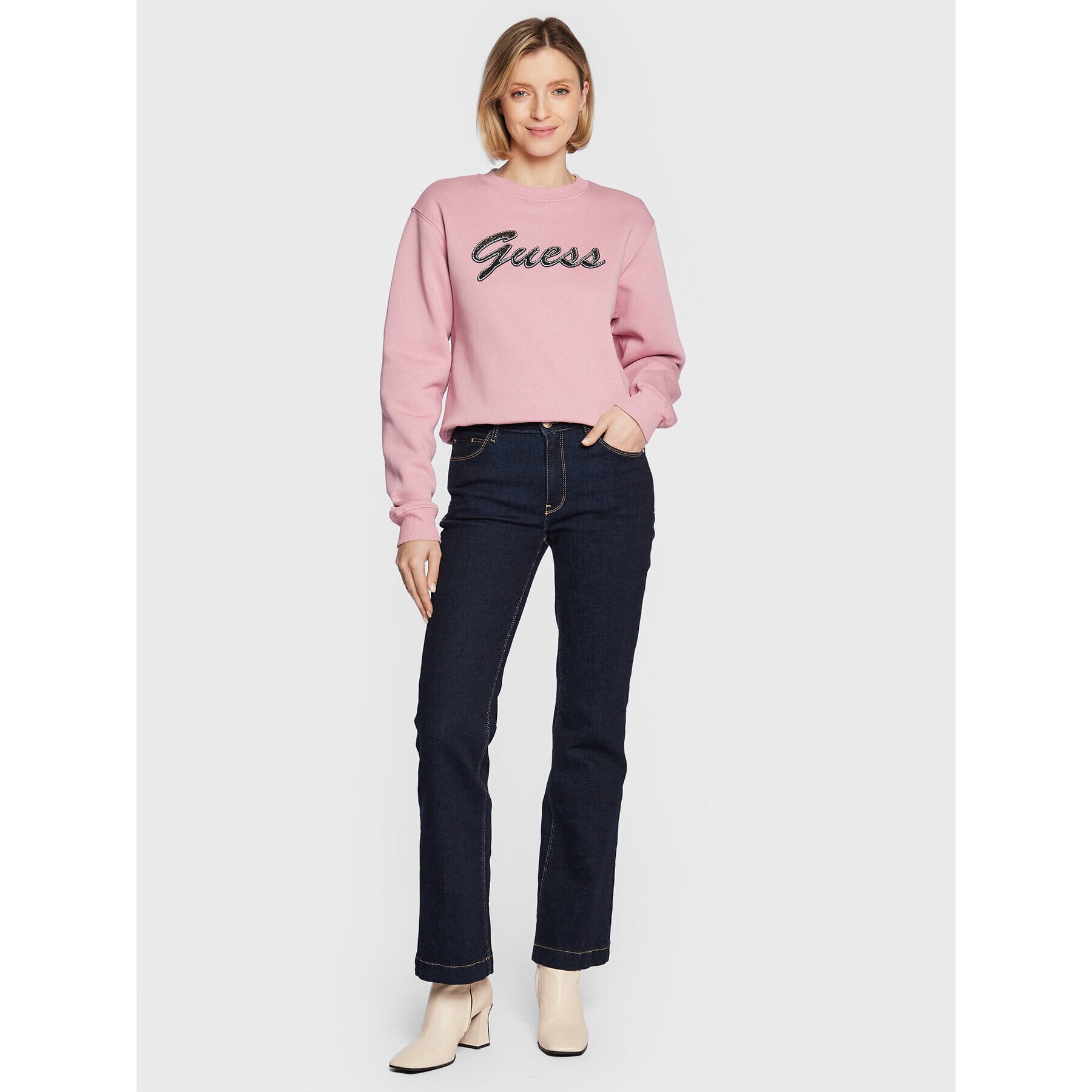 Guess Bluză W3RQ10 K9Z21 Roz Relaxed Fit - Pled.ro