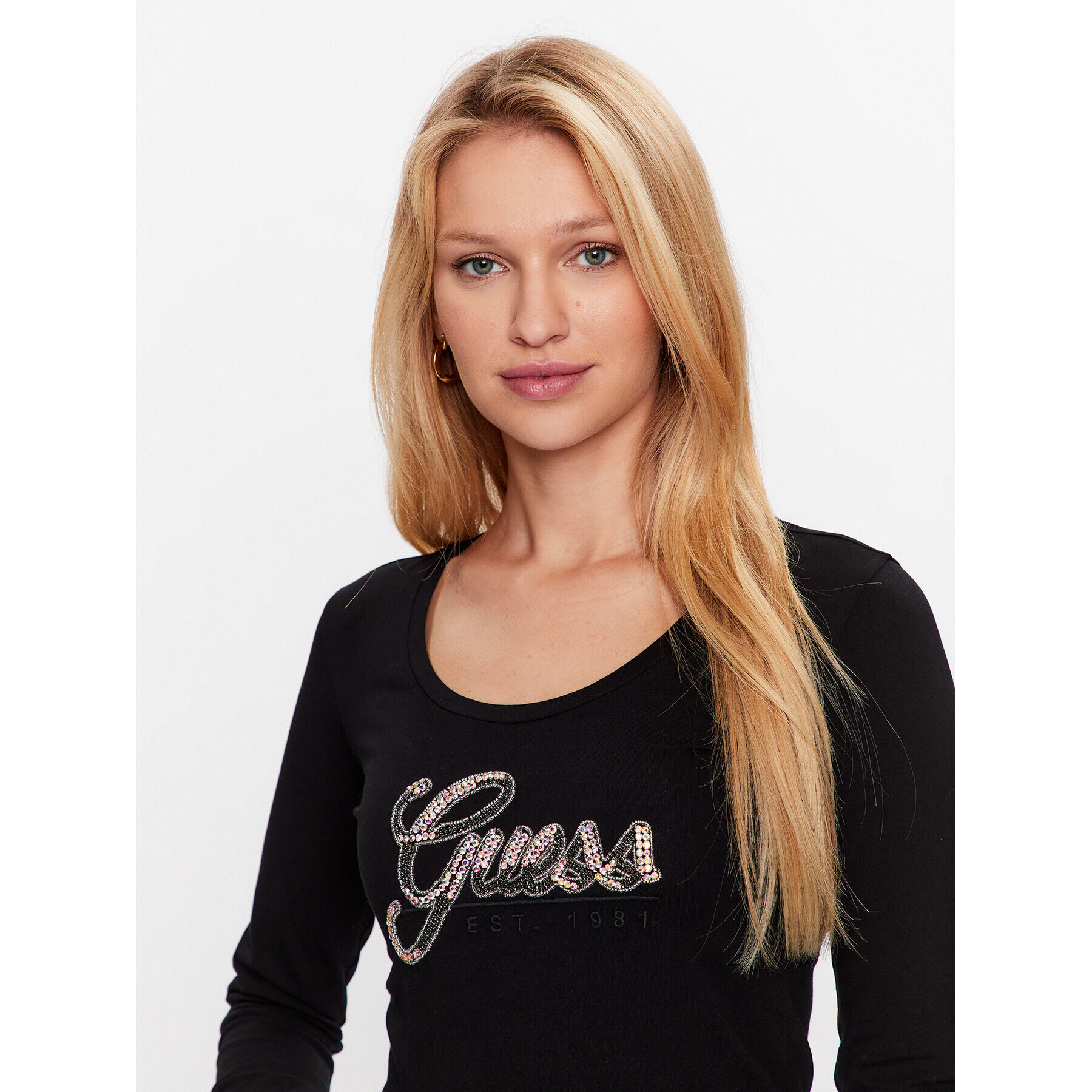 Guess Bluză W3YI37 J1314 Negru Slim Fit - Pled.ro