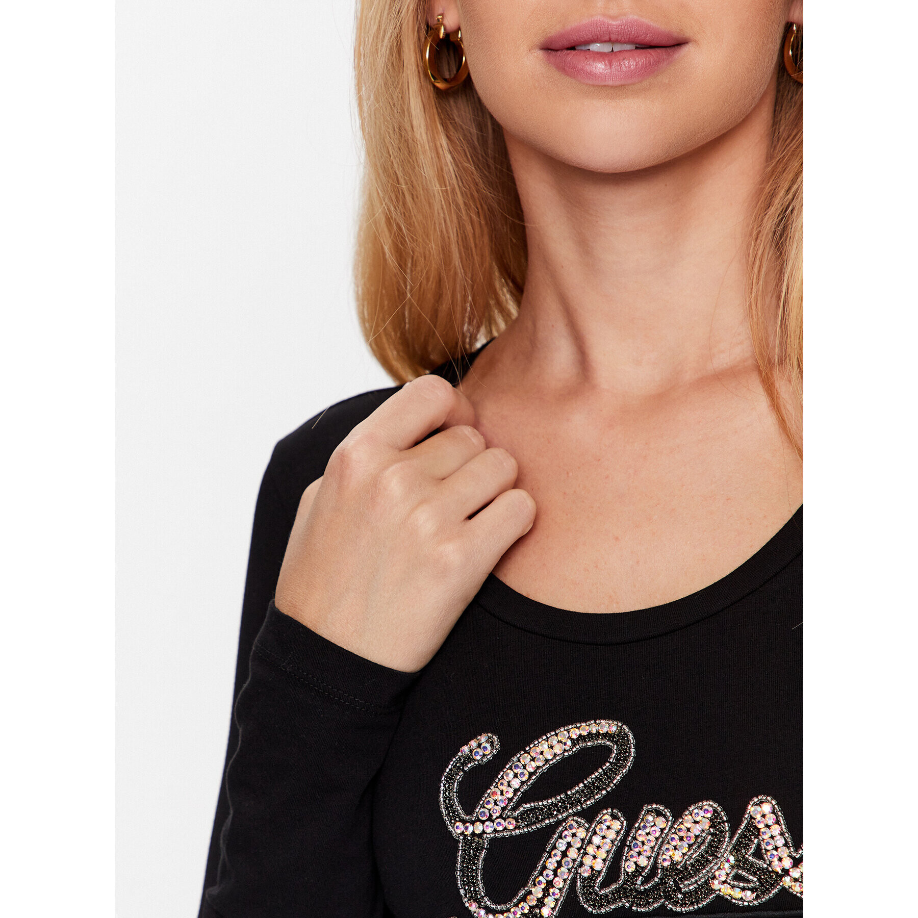 Guess Bluză W3YI37 J1314 Negru Slim Fit - Pled.ro