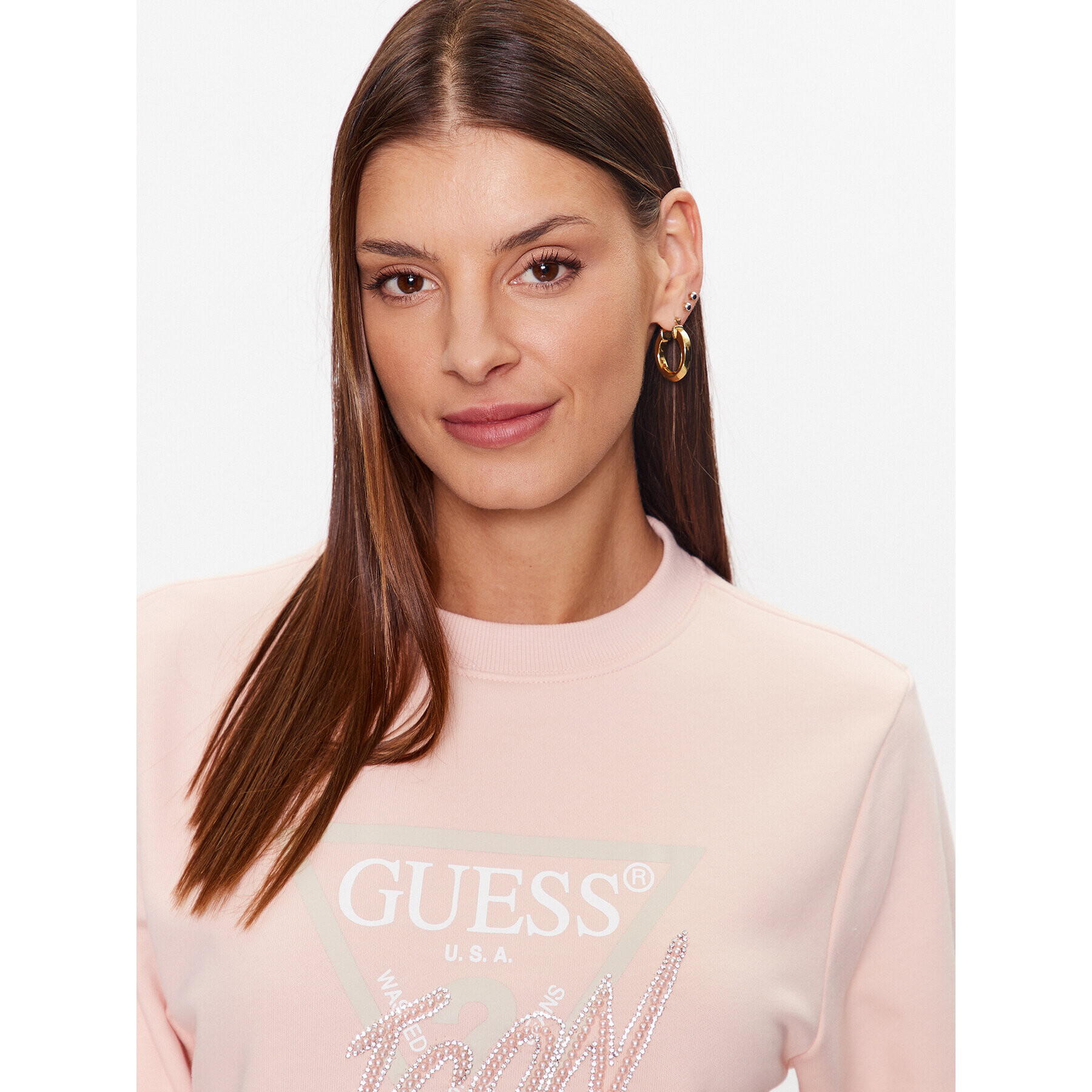 Guess Bluză W3YQ01 KB683 Roz Regular Fit - Pled.ro