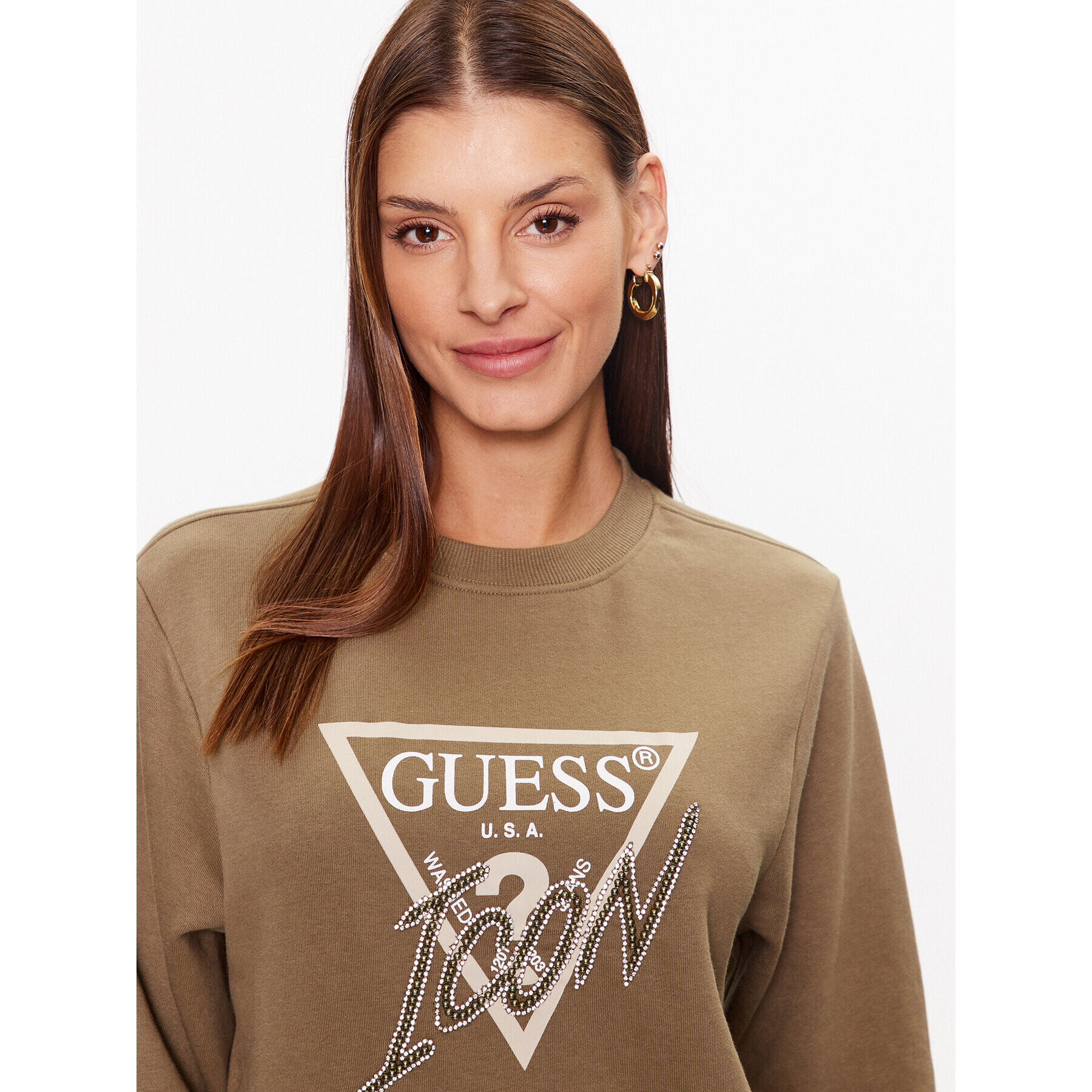 Guess Bluză W3YQ01 KB683 Verde Regular Fit - Pled.ro