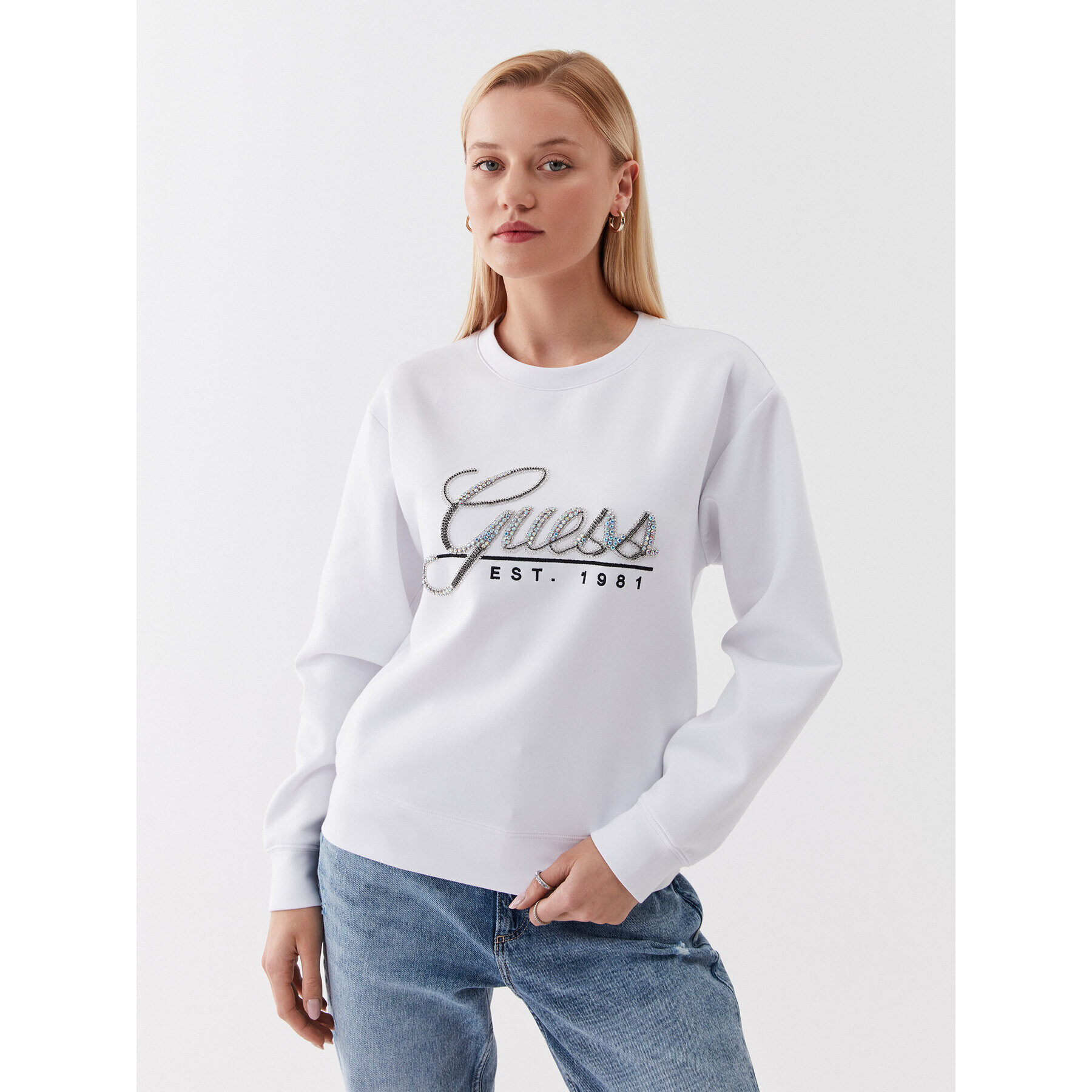 Guess Bluză W3YQ03 KB932 Alb Regular Fit - Pled.ro