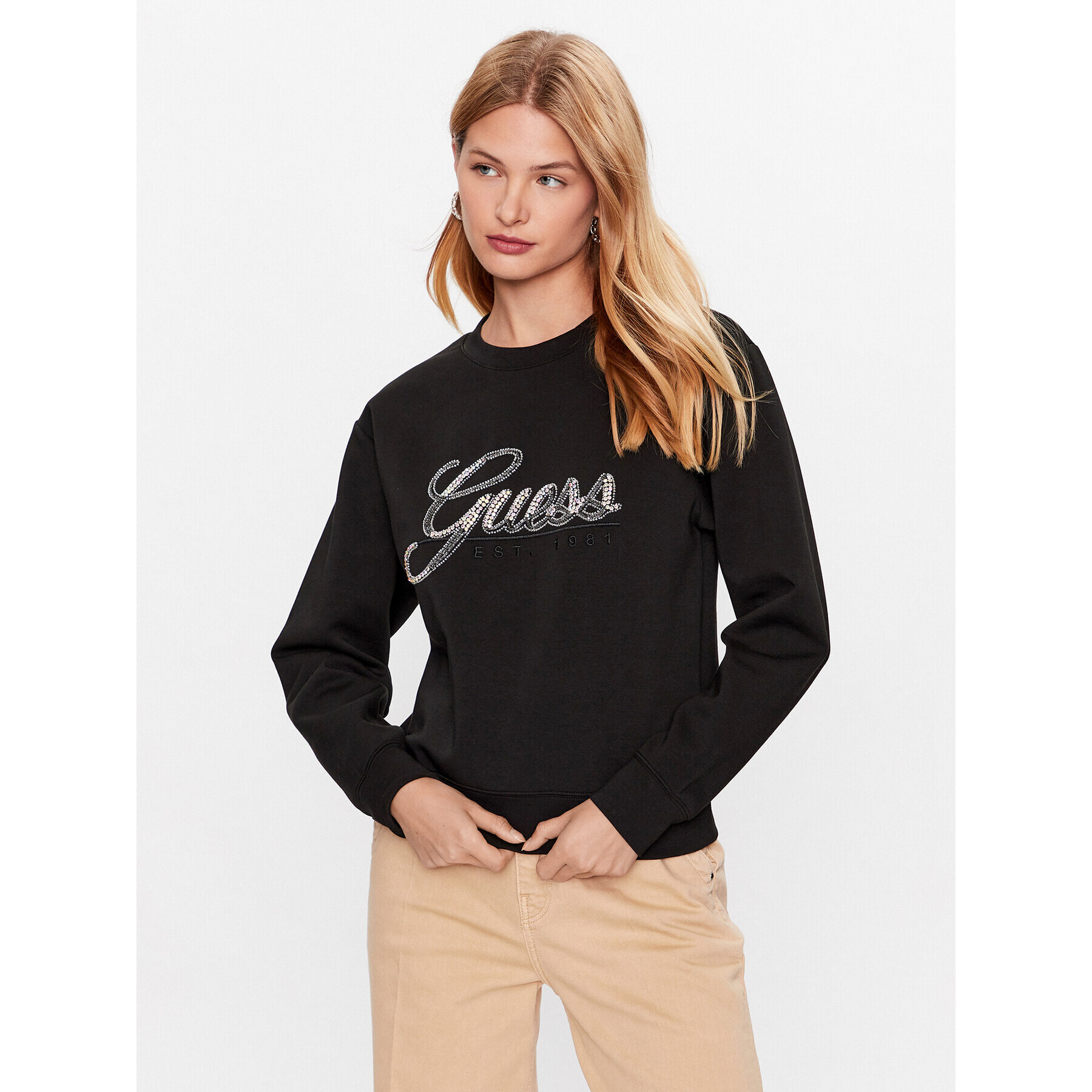 Guess Bluză W3YQ03 KB932 Negru Regular Fit - Pled.ro