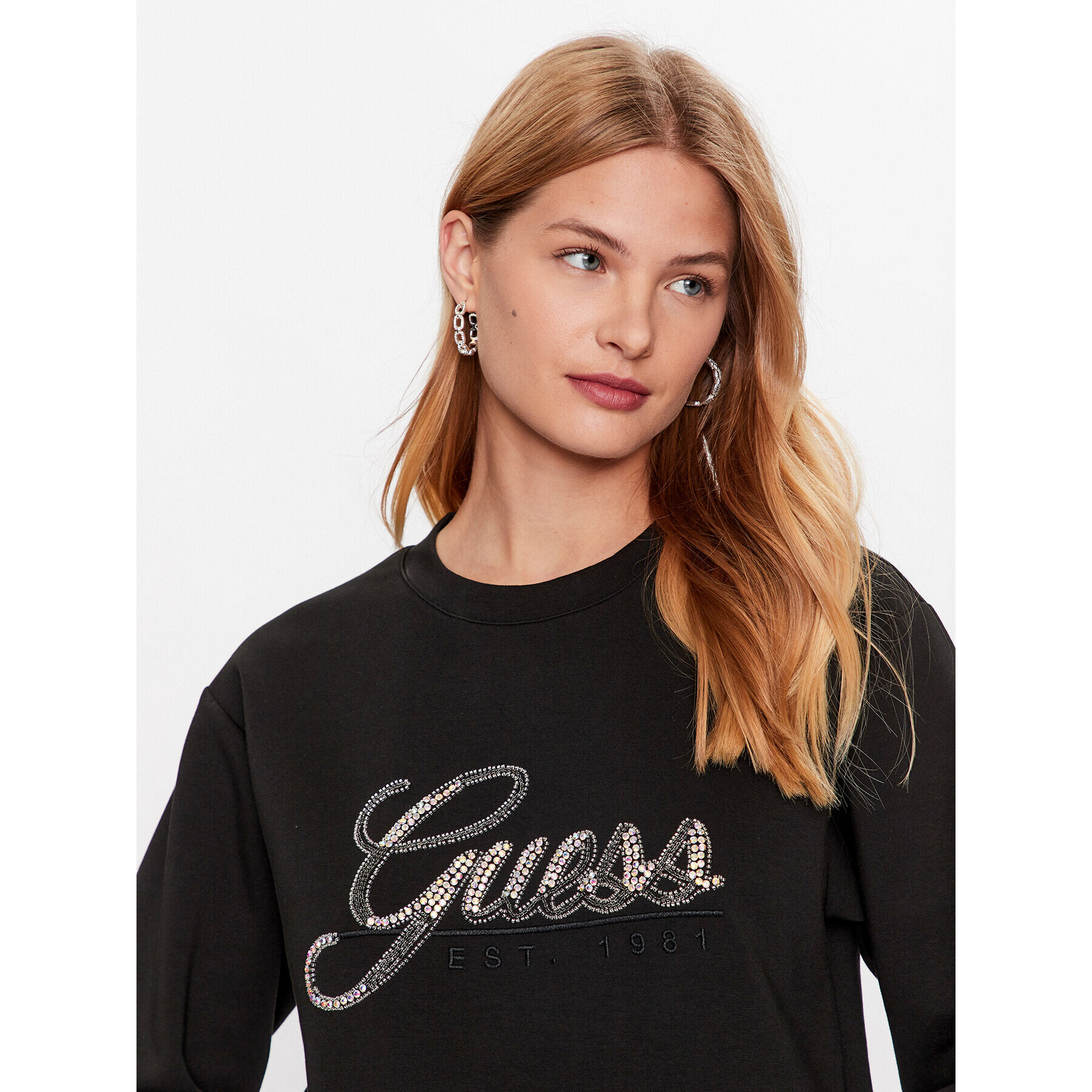 Guess Bluză W3YQ03 KB932 Negru Regular Fit - Pled.ro