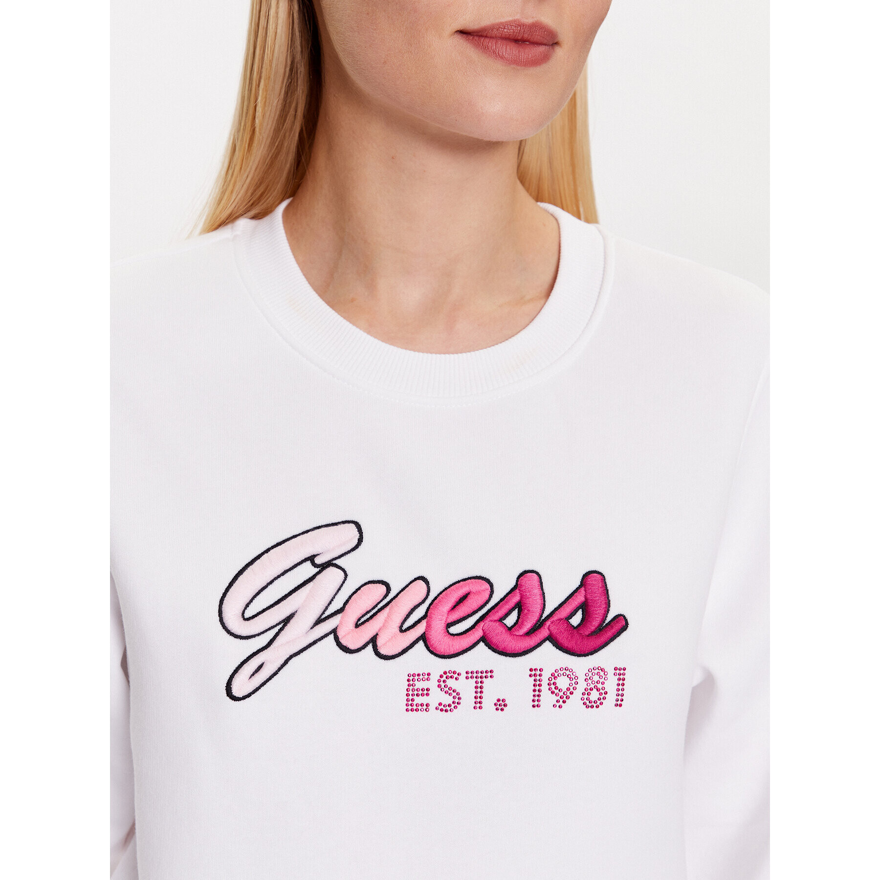 Guess Bluză W3YQ11 K9Z21 Alb Regular Fit - Pled.ro