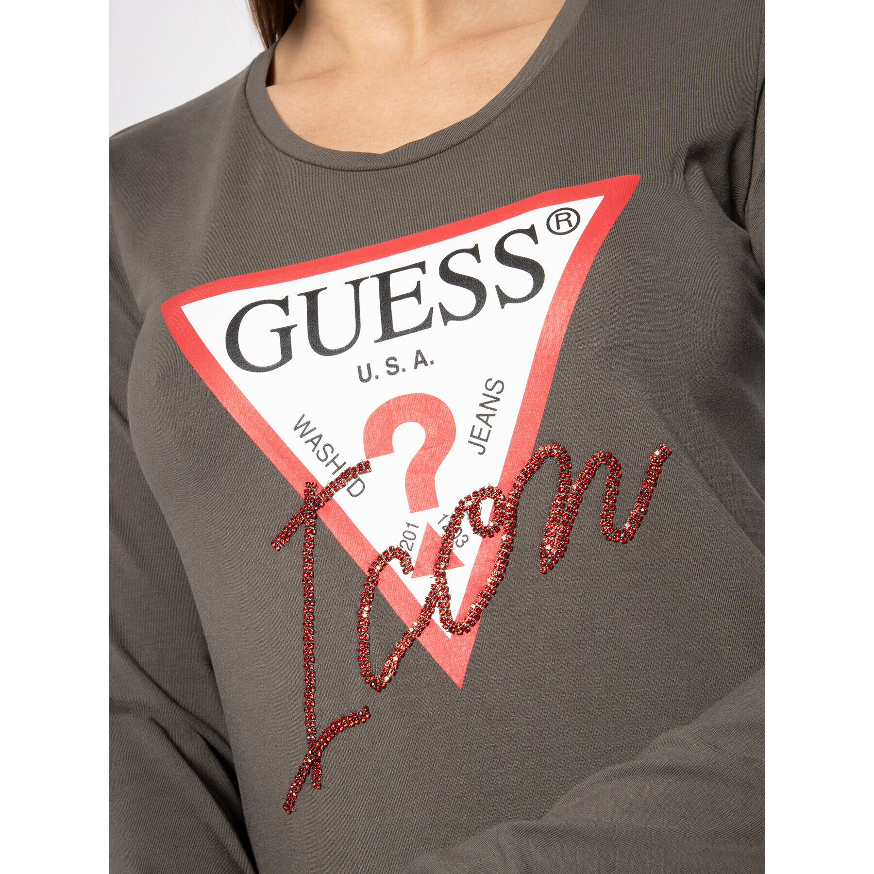 Guess Bluză W94I88 K7DE0 Verde Slim Fit - Pled.ro