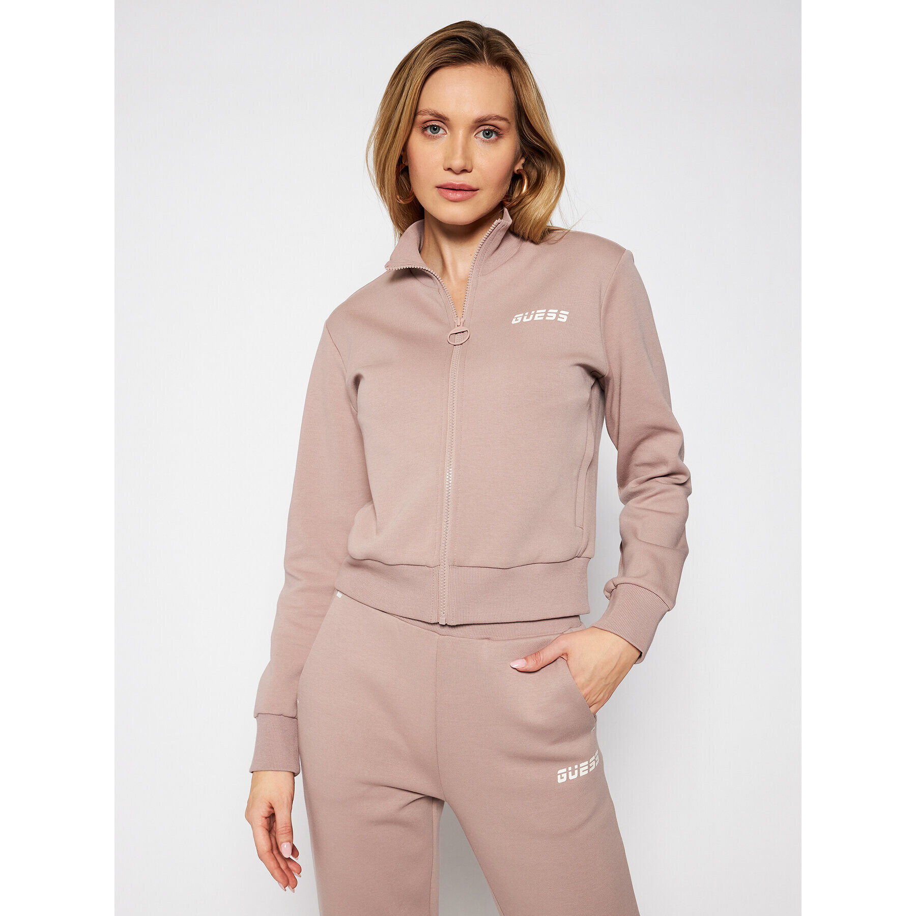 Guess Bluză Zip O1GA81 KA3P1 Roz Regular Fit - Pled.ro