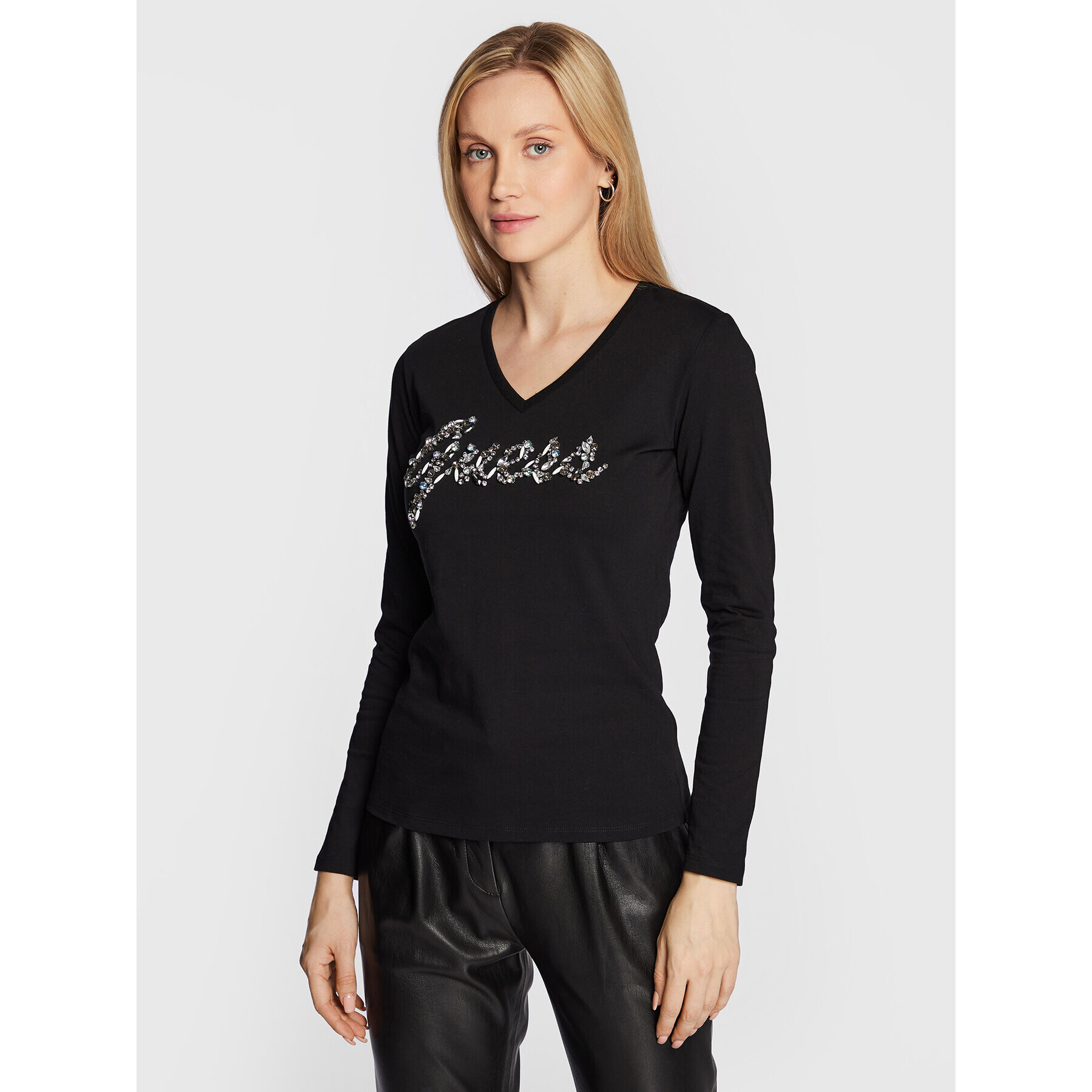 Guess Bluză Bonita W2BI21 I3Z14 Negru Slim Fit - Pled.ro