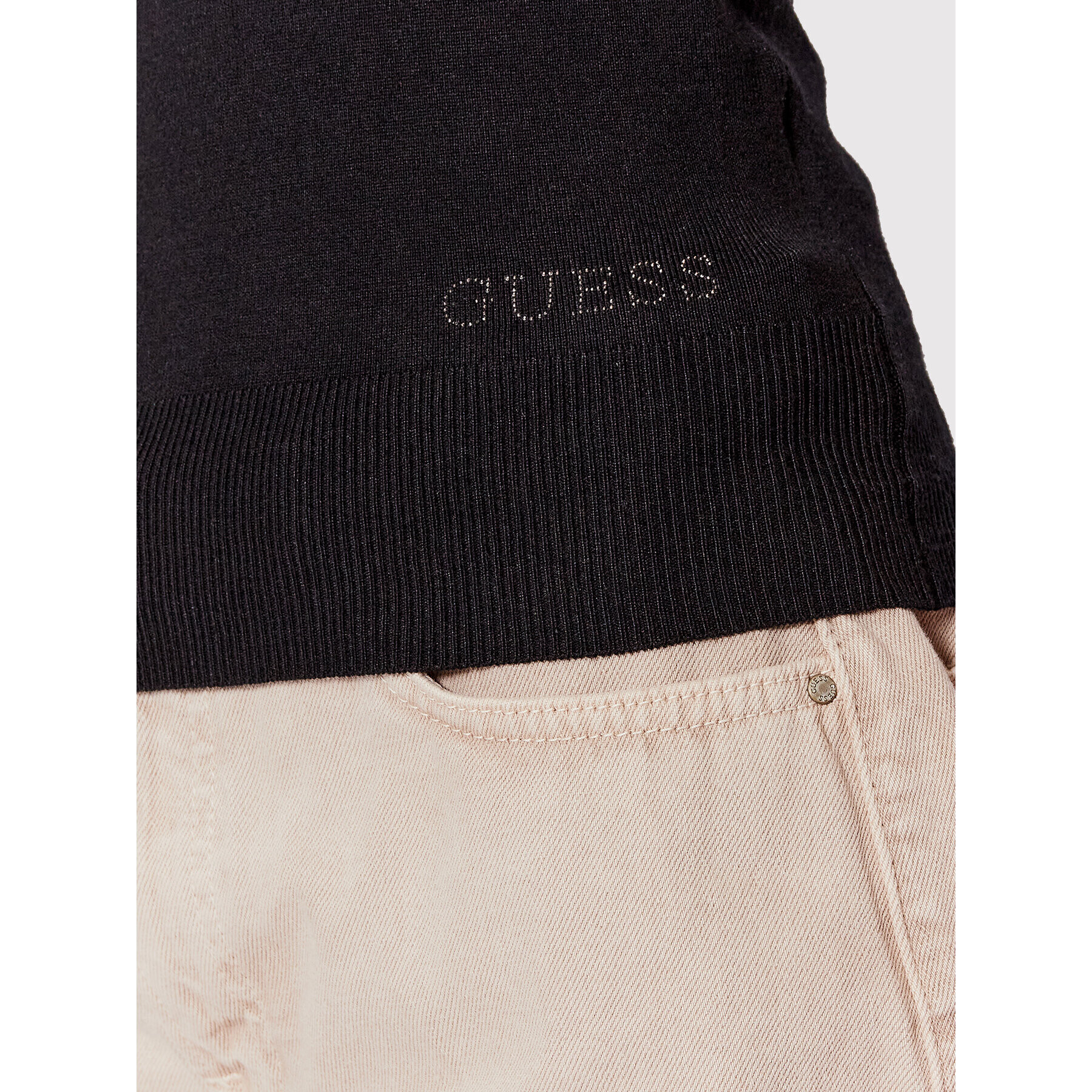 Guess Bluză cu gât Zelinda W2YR32 Z2V62 Negru Slim Fit - Pled.ro