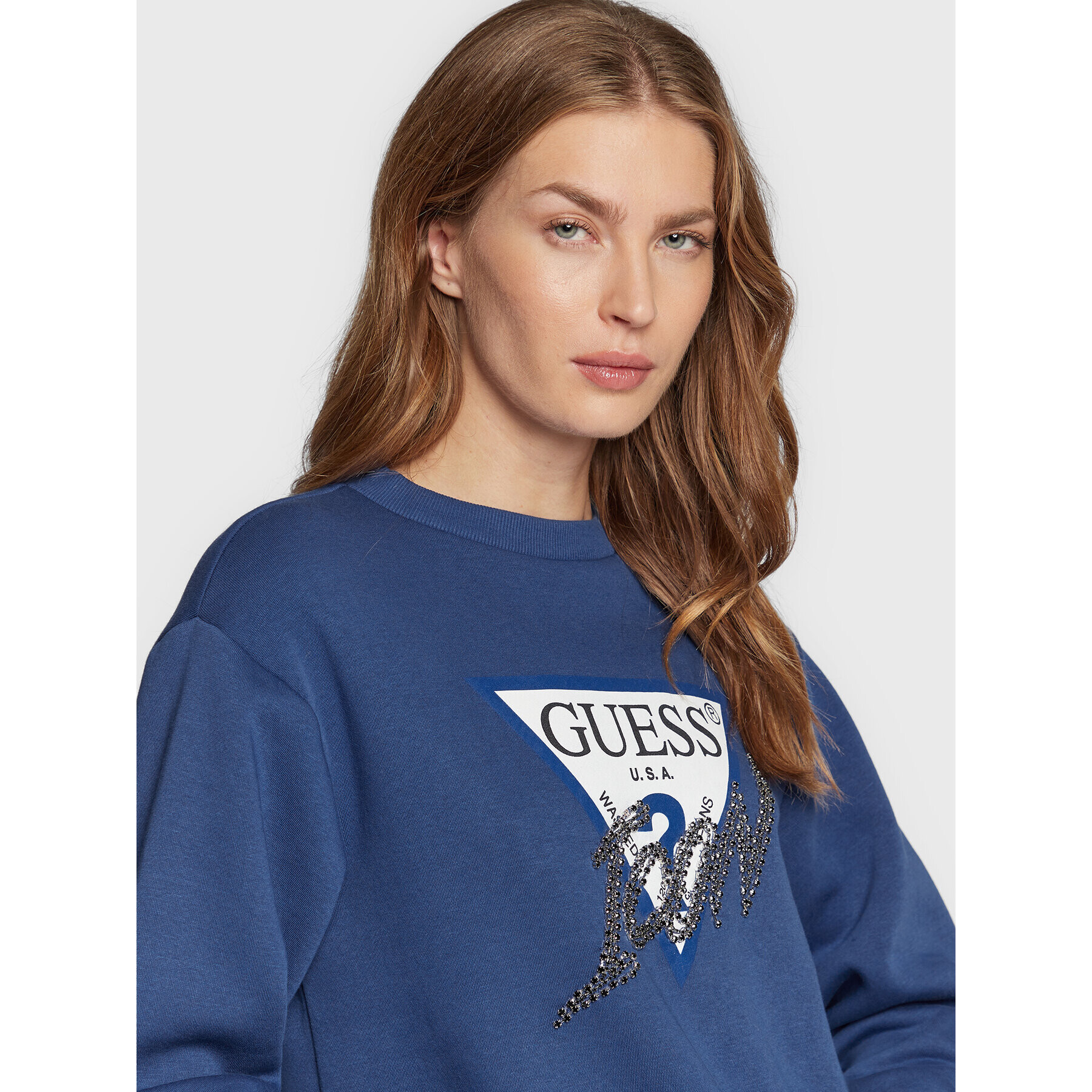 Guess Bluză Icon W2BQ18 KB683 Bleumarin Regular Fit - Pled.ro