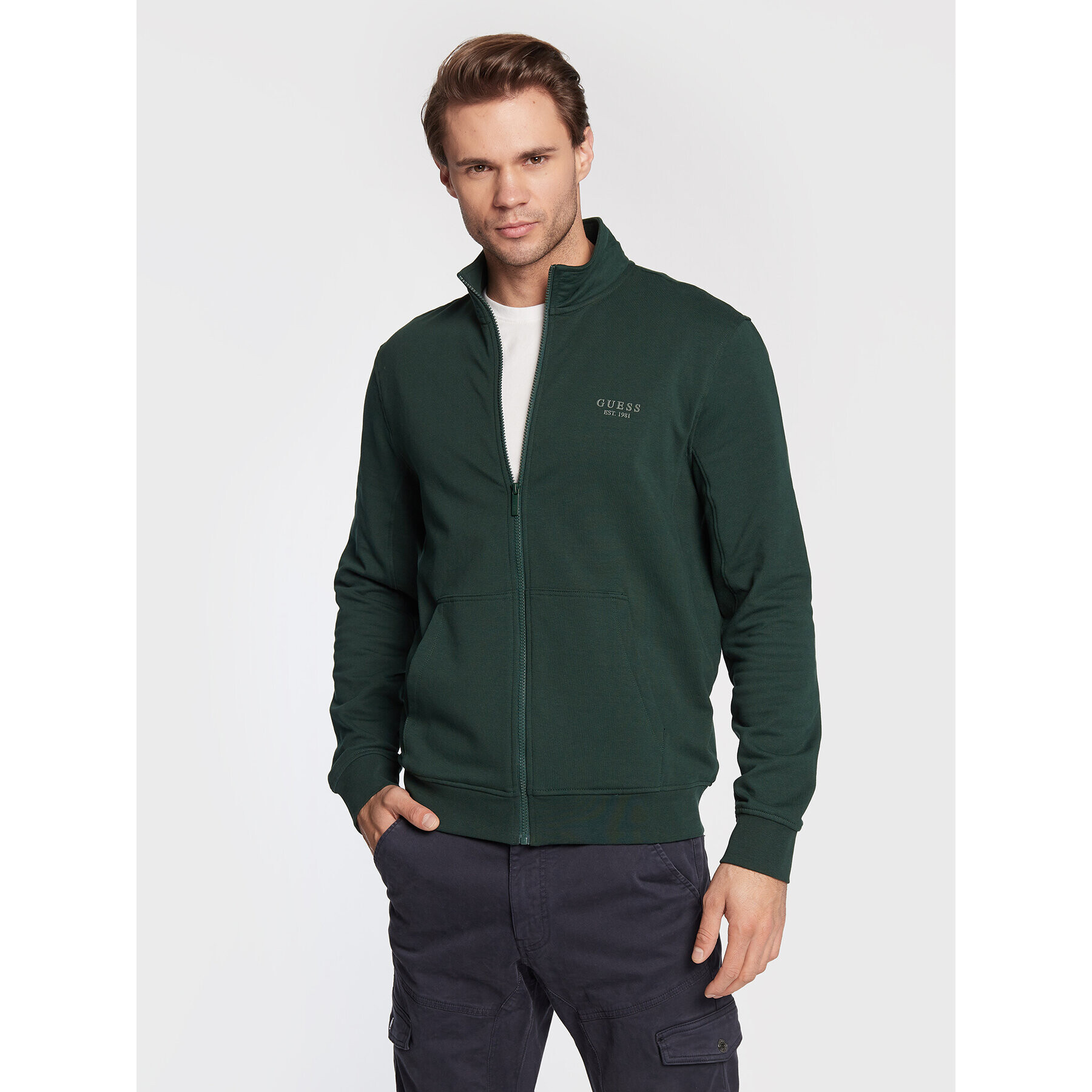 Guess Bluză M2BQ80 K7ON4 Verde Slim Fit - Pled.ro