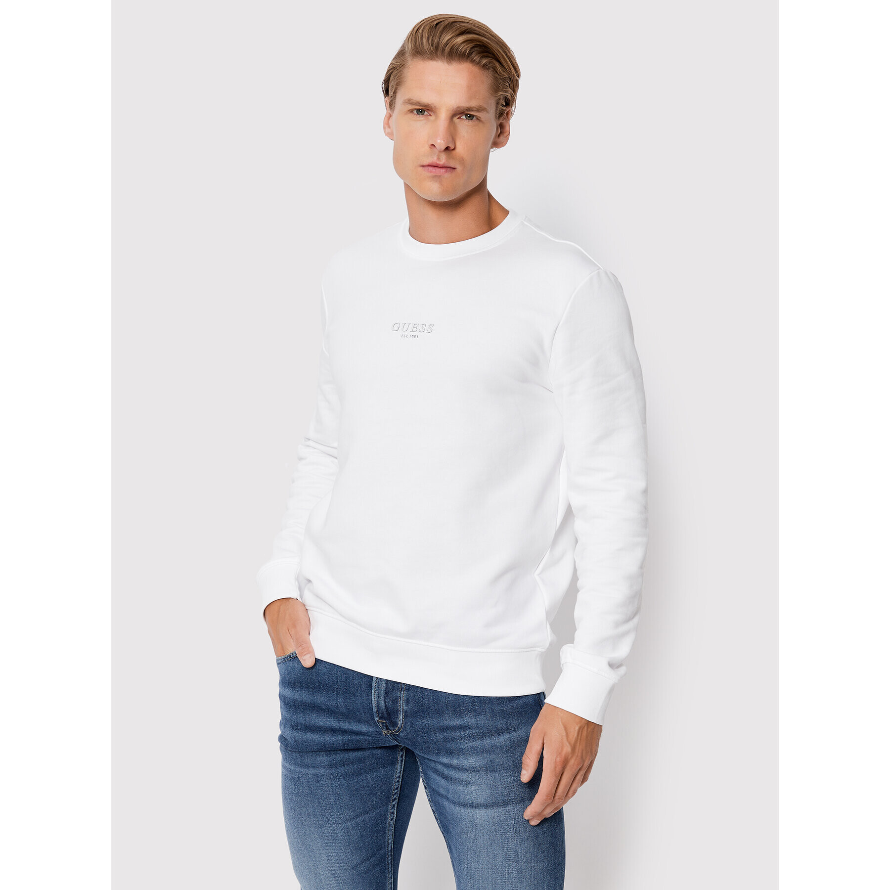 Guess Bluză M2YQ27 KBA10 Alb Slim Fit - Pled.ro