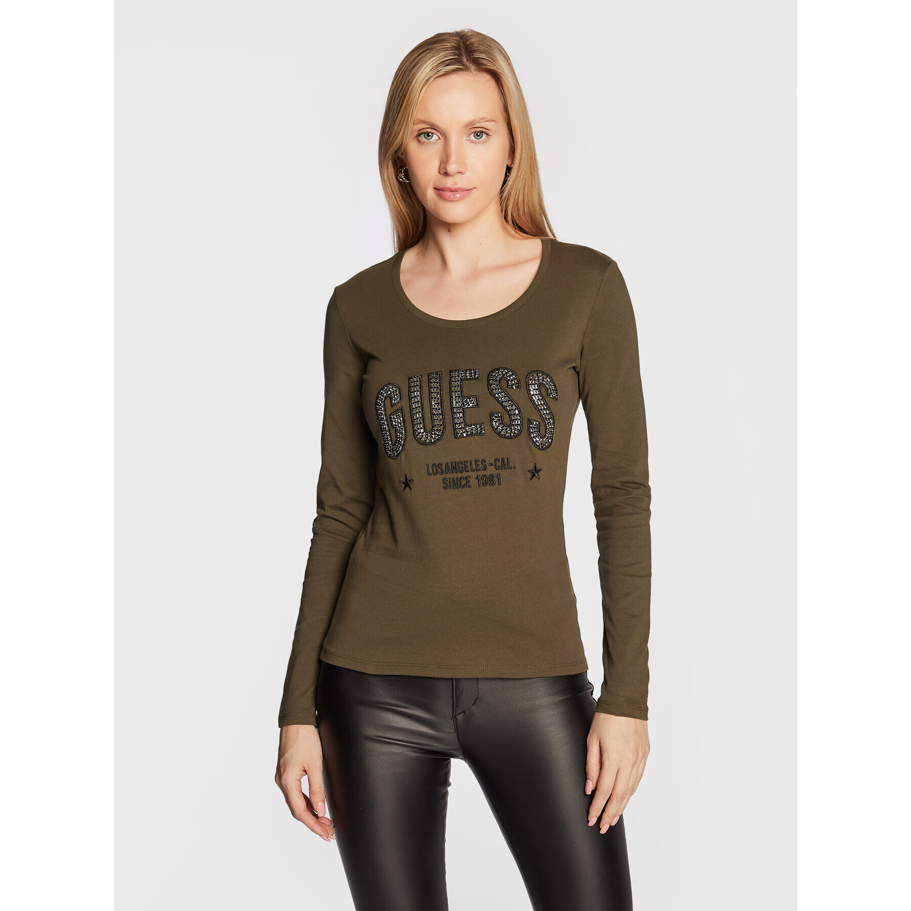 Guess Bluză Mirela W2BI40 I3Z13 Verde Slim Fit - Pled.ro