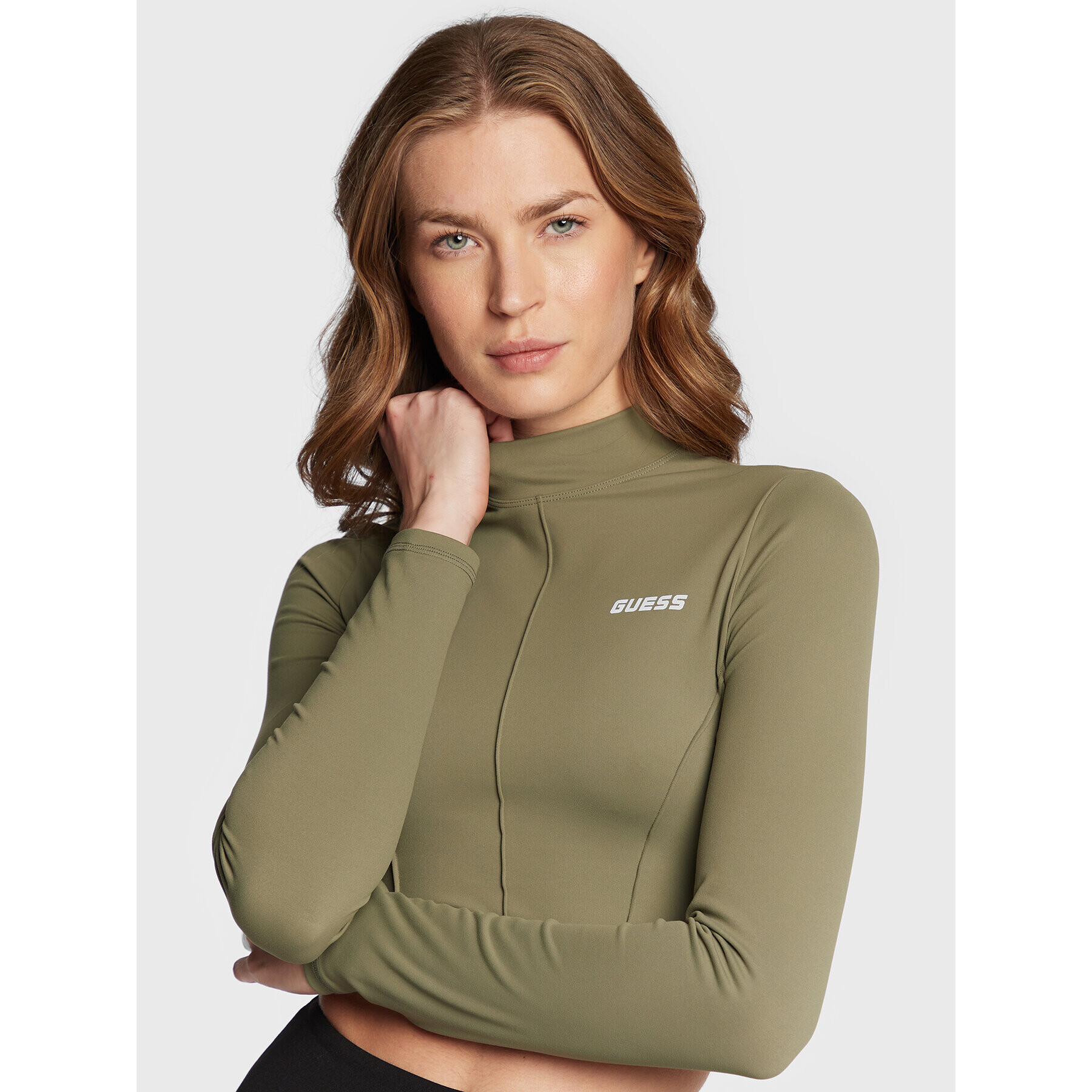 Guess Bluză V2BP04 MC04Z Verde Slim Fit - Pled.ro