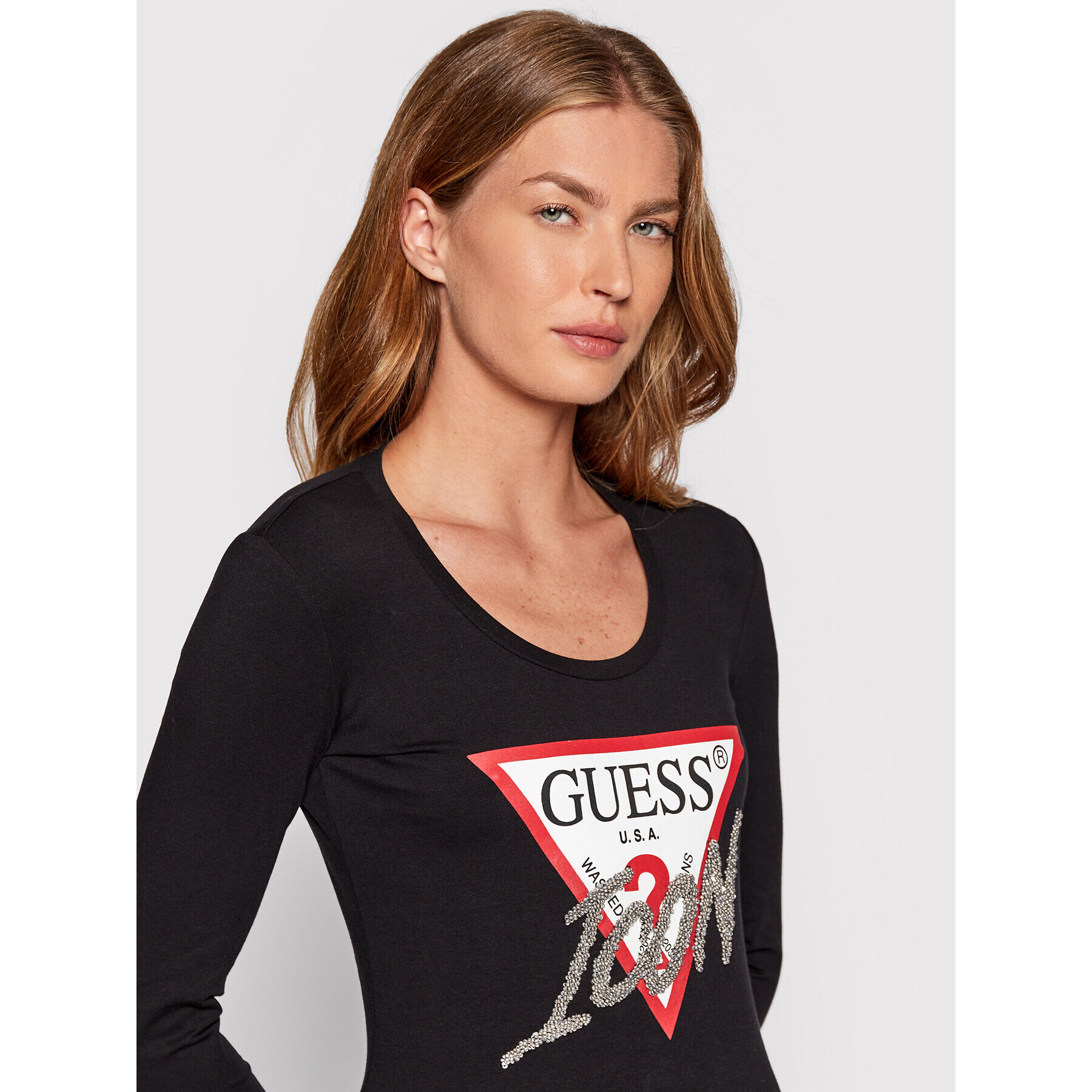 Guess Bluză W2YI47 J1311 Negru Slim Fit - Pled.ro