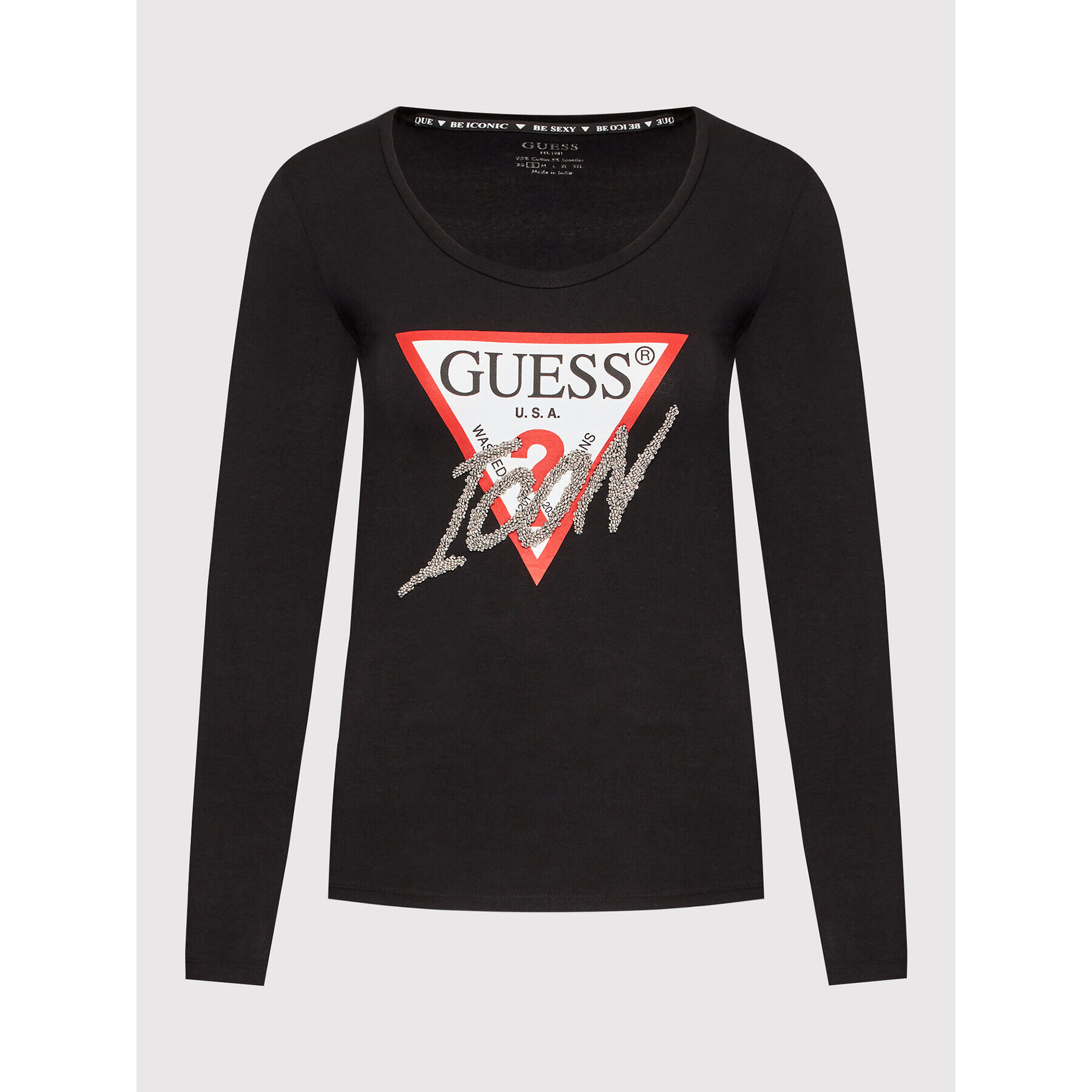 Guess Bluză W2YI47 J1311 Negru Slim Fit - Pled.ro