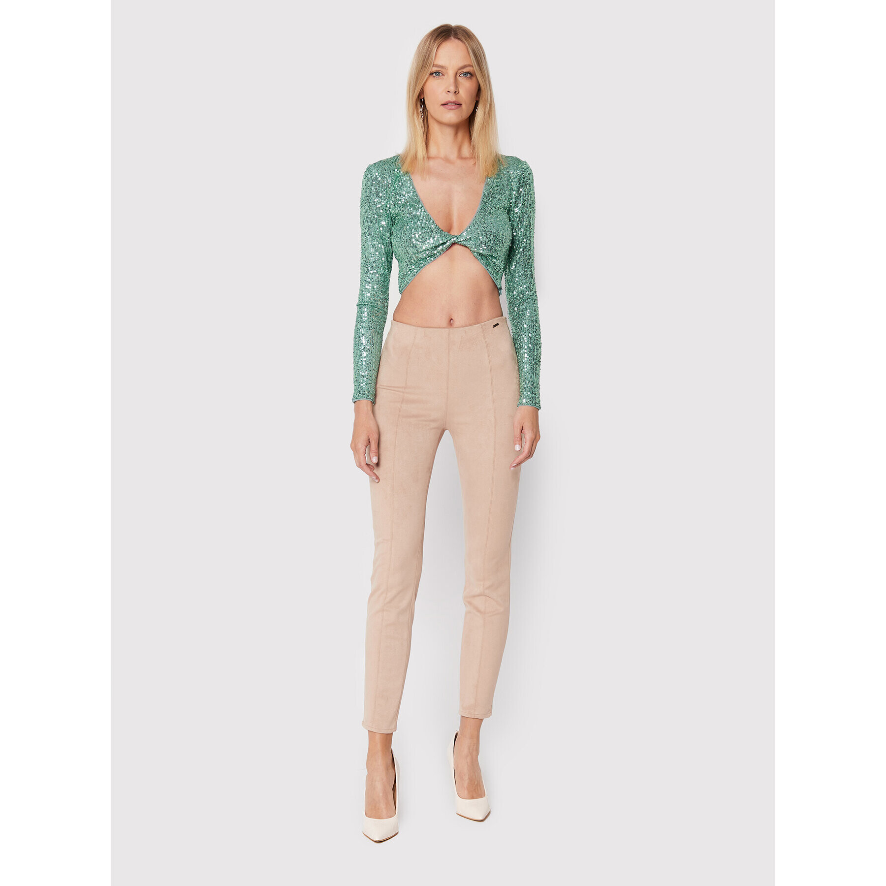 Guess Bluză W2YP23 KB7P0 Verde Slim Fit - Pled.ro