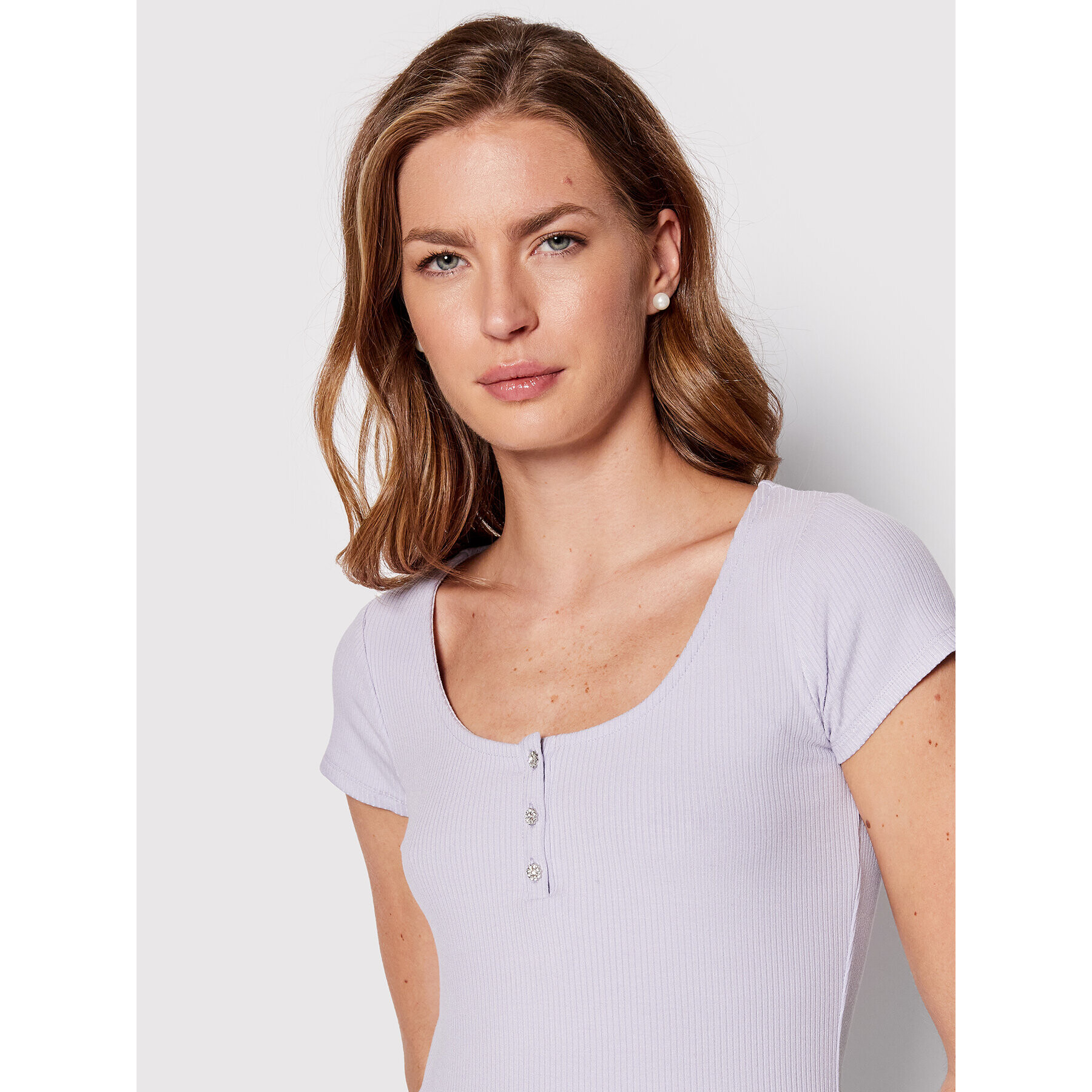 Guess Bluză W2YP24 KBCO2 Violet Slim Fit - Pled.ro